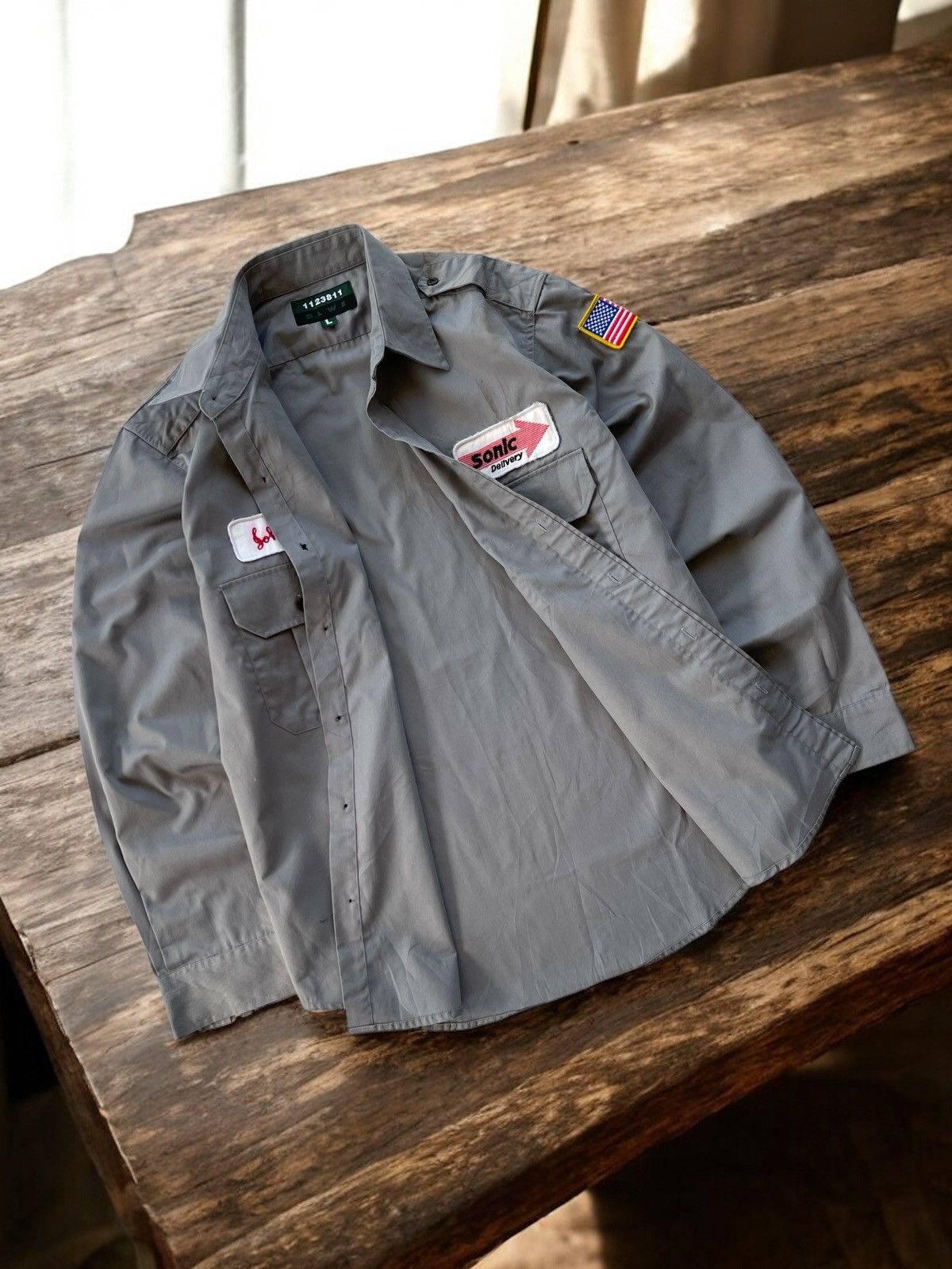 Japanese Brand 🔥Vintage 1123811 D.L.W.E Men's Usa Patches Workshirt Size US L / EU 52-54 / 3 - 2 Thumbnail
