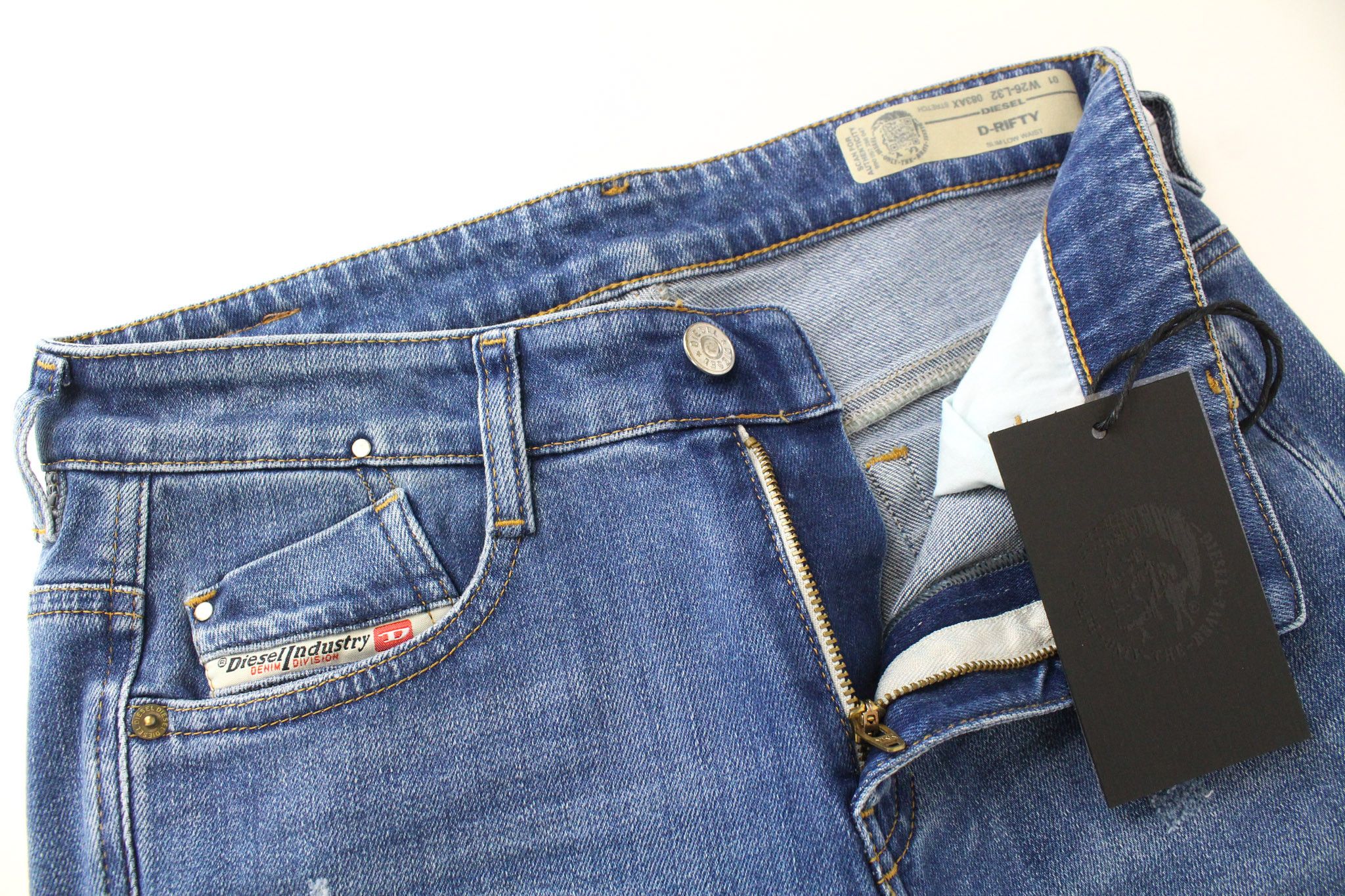 Diesel D-RIFTY 083AX W26/L32 Blue Distressed Jeans 70466 Size 26" / US 2 / IT 38 - 3 Thumbnail