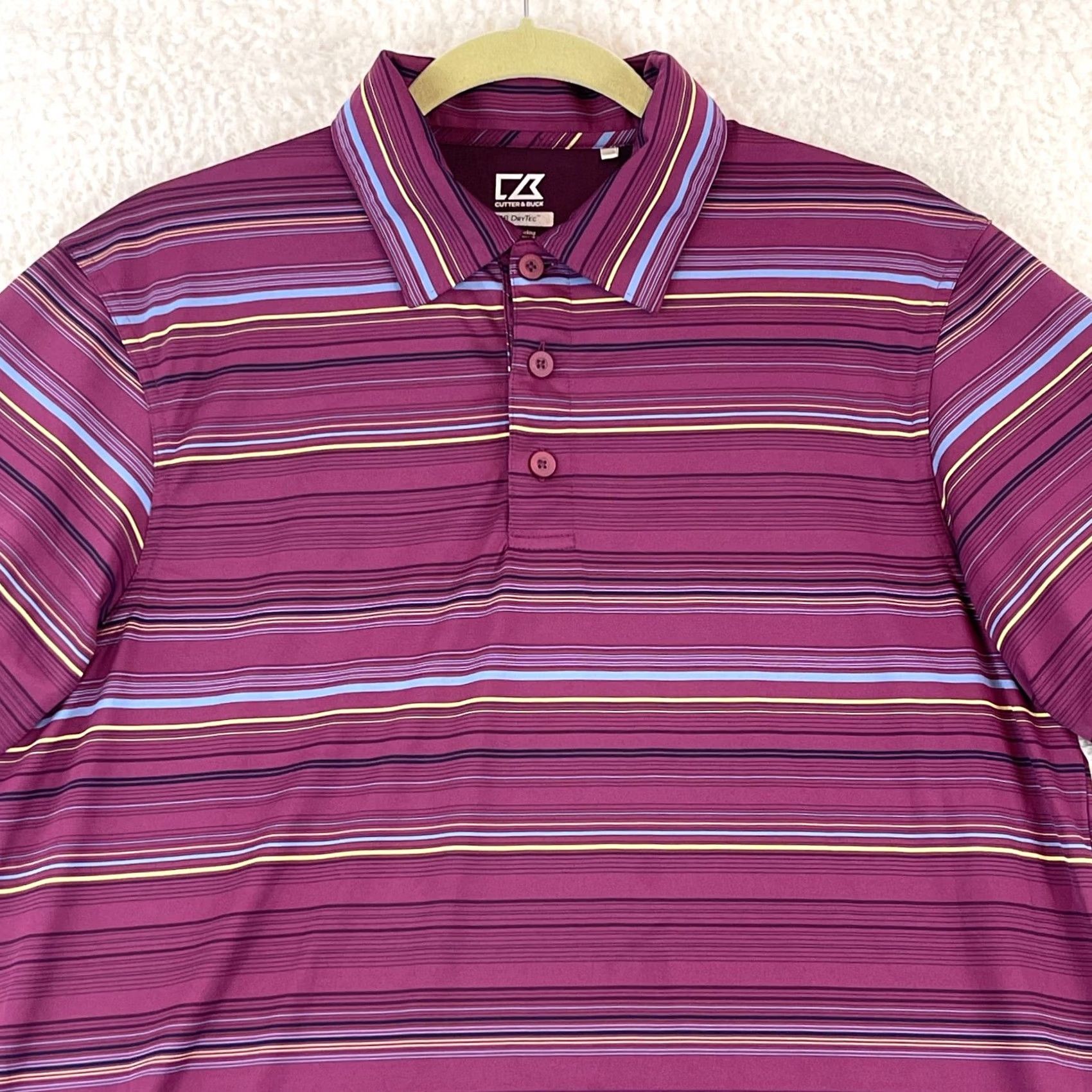 Cutter & Buck Cutter & Buck Purple Stripe DryTec Polo Shirt Mens Large Short Sleeve Golf Polo Shirt Purple Stripe DryTec Polo Shirt Mens Large Size US L / EU 52-54 / 3 - 2 Thumbnail