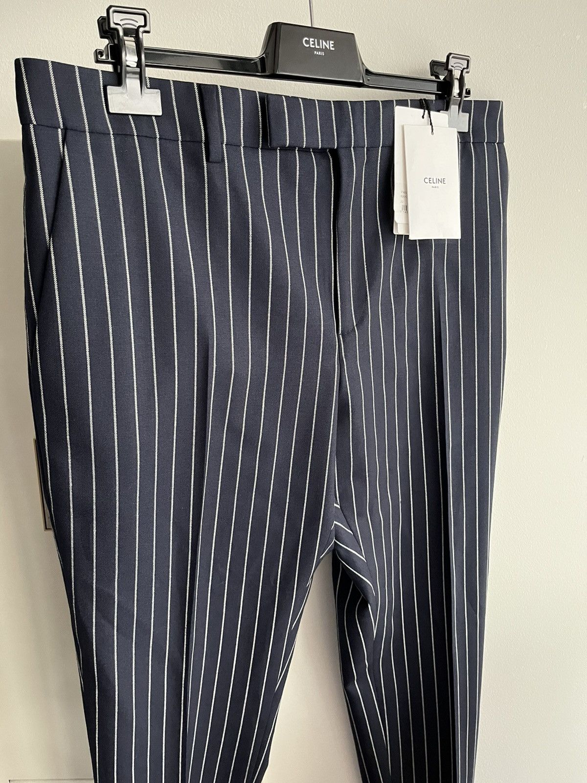Celine × Hedi Slimane Rare Super Runway Brand New Celine by Hedi Wool Striped Pant Size US 34 / EU 50 - 21 Thumbnail
