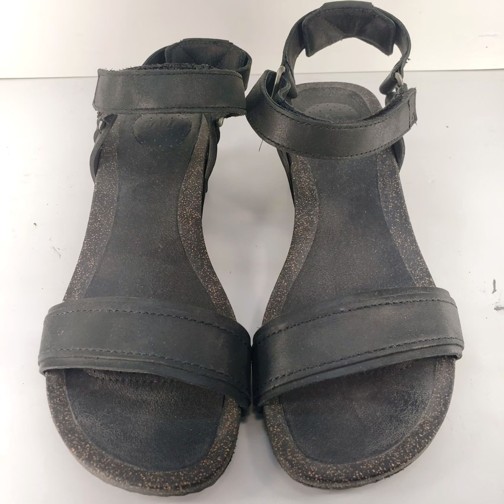 Teva Teva Women’s Ysidro Stitch Black Leather Wedge Sandals Size 8.5 Size US 9 / IT 39 - 2 Thumbnail