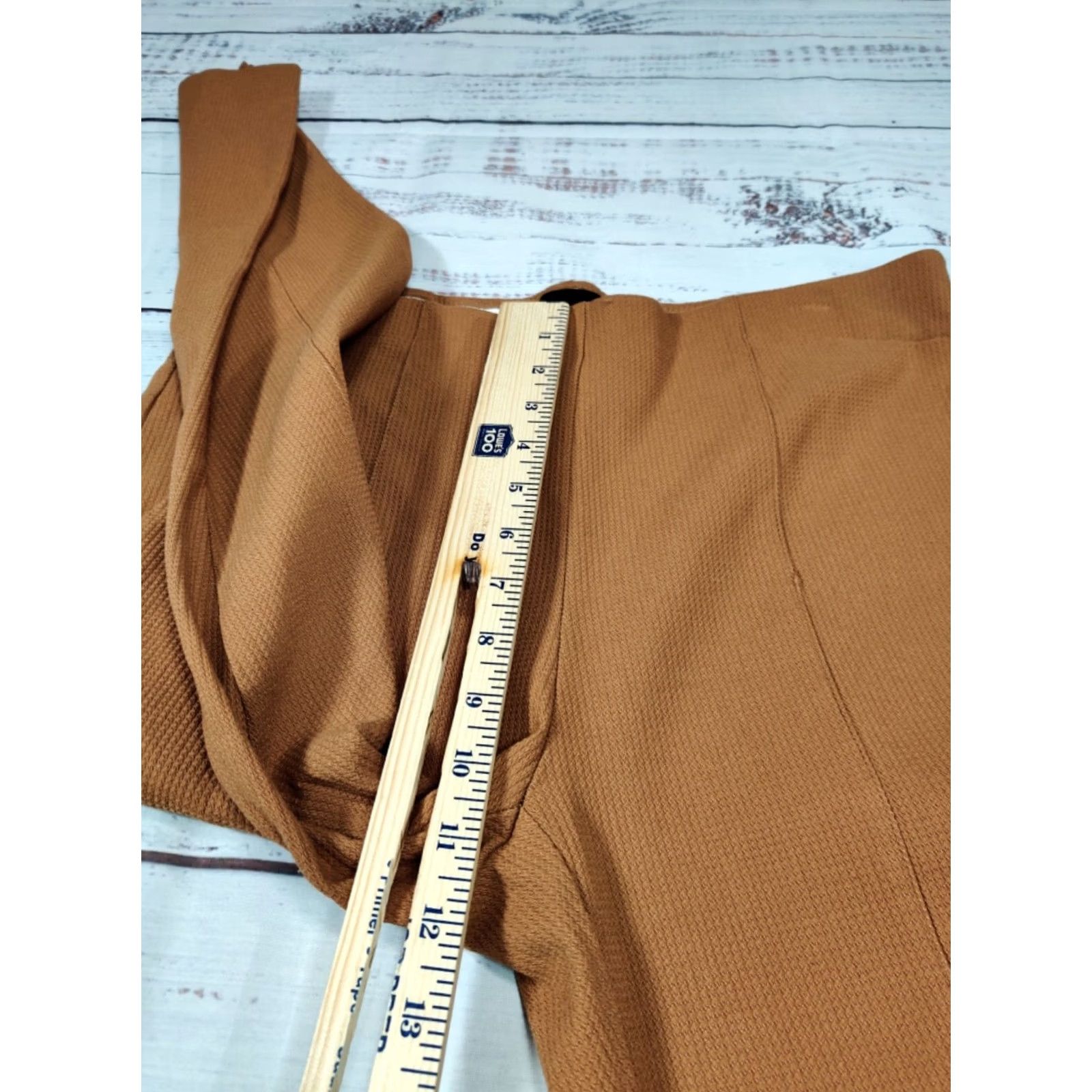 Vintage Eric Womens Pants Cropped Tan 14 Slim Straight Leg Pull On Flat Front Size 14 33x25 Size 36" / US 14 / IT 50 - 4 Thumbnail
