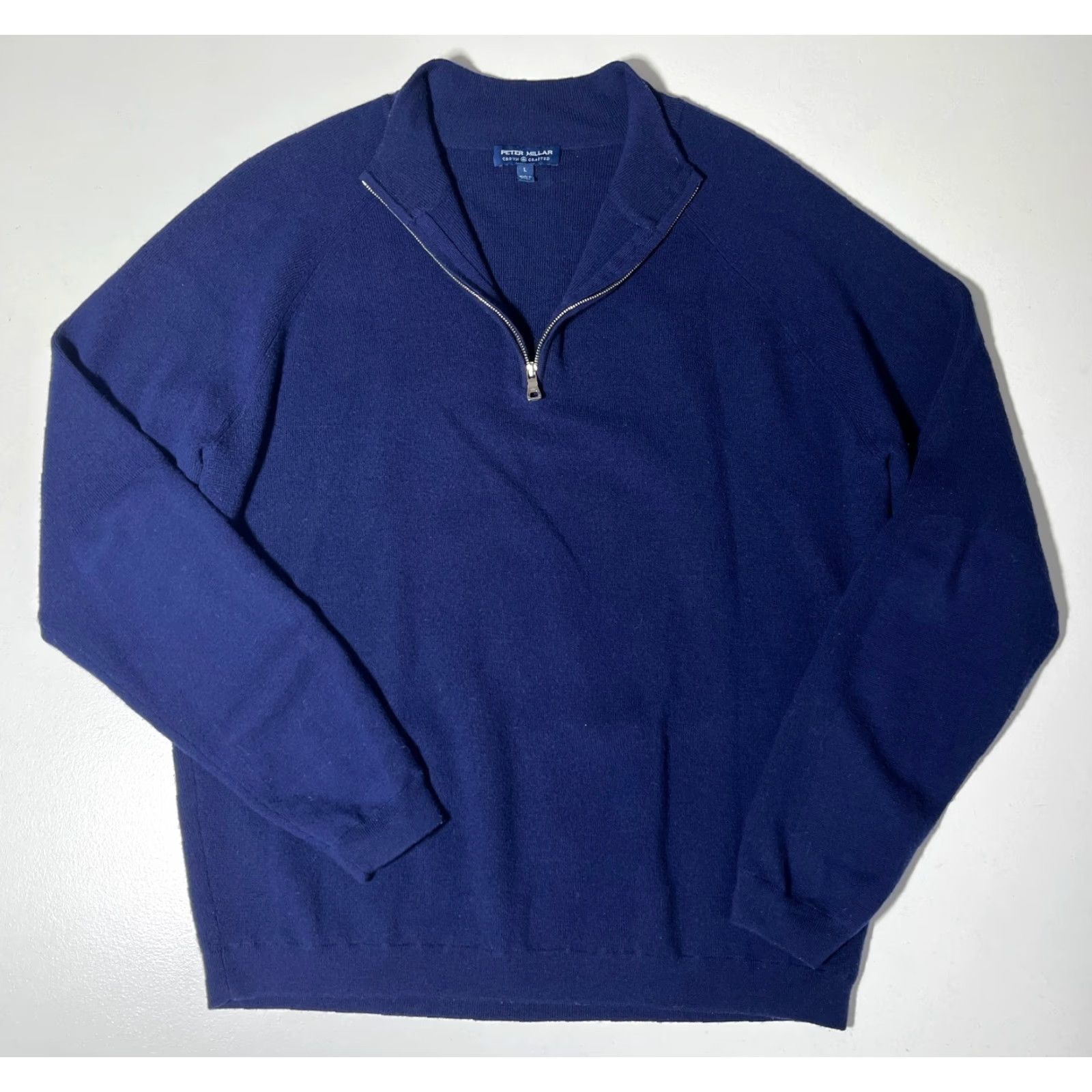 Peter Millar VINTAGE Peter Millar Crown Crafted 1/4 Zip Pullover Sweater Navy Blue Wool 1/4 Zip Men L Mens Size US L / EU 52-54 / 3 - 3 Thumbnail