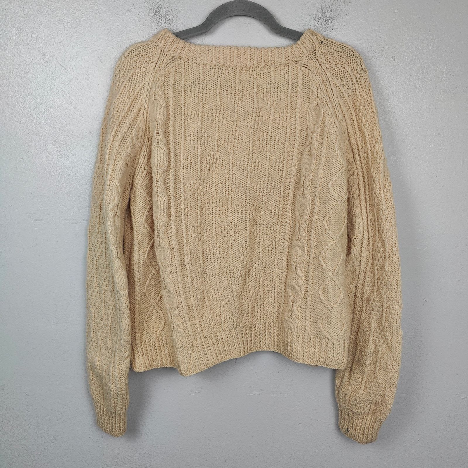 Other Vintage Handknit Fisherman Sweater Womens Large Beige Knit Size L / US 10 / IT 46 - 6 Thumbnail