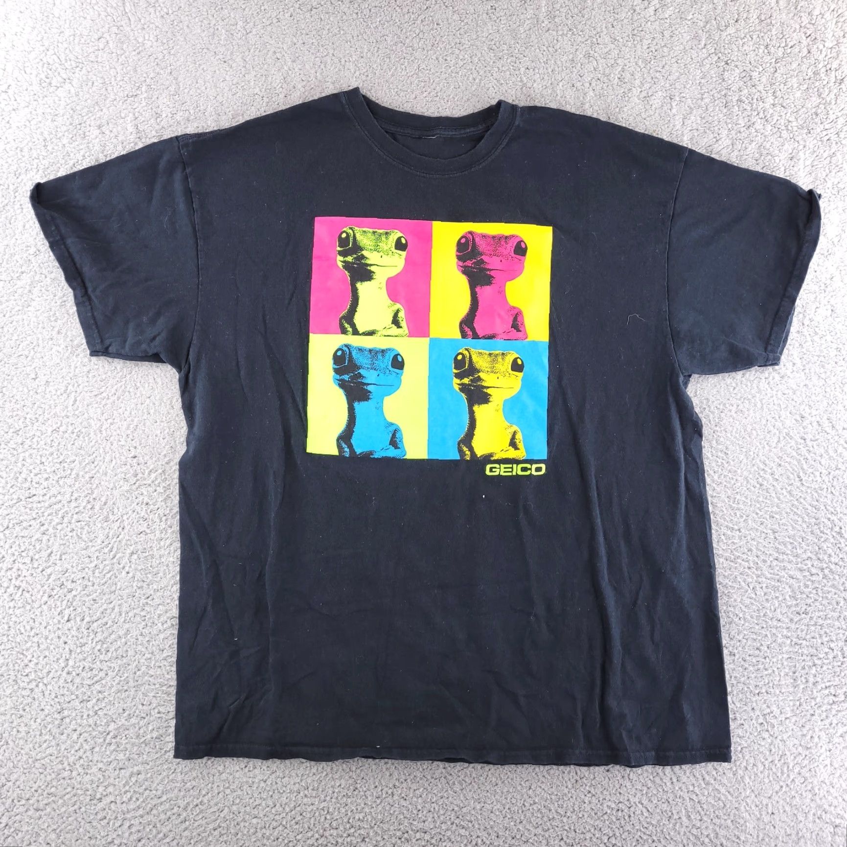 Vintage Geico Shirt Mens XL Black Gecko Andy Warhol Short Sleeve Crewneck Size US XL / EU 56 / 4 - 2 Thumbnail