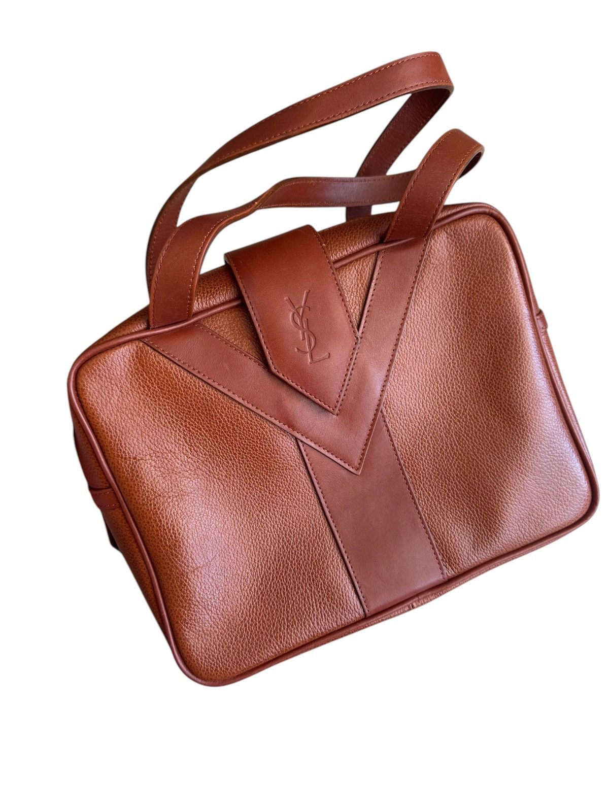 Vintage × Yves Saint Laurent Yves Saint Laurent YSL Brown Leather Handbag Size ONE SIZE - 2 Thumbnail