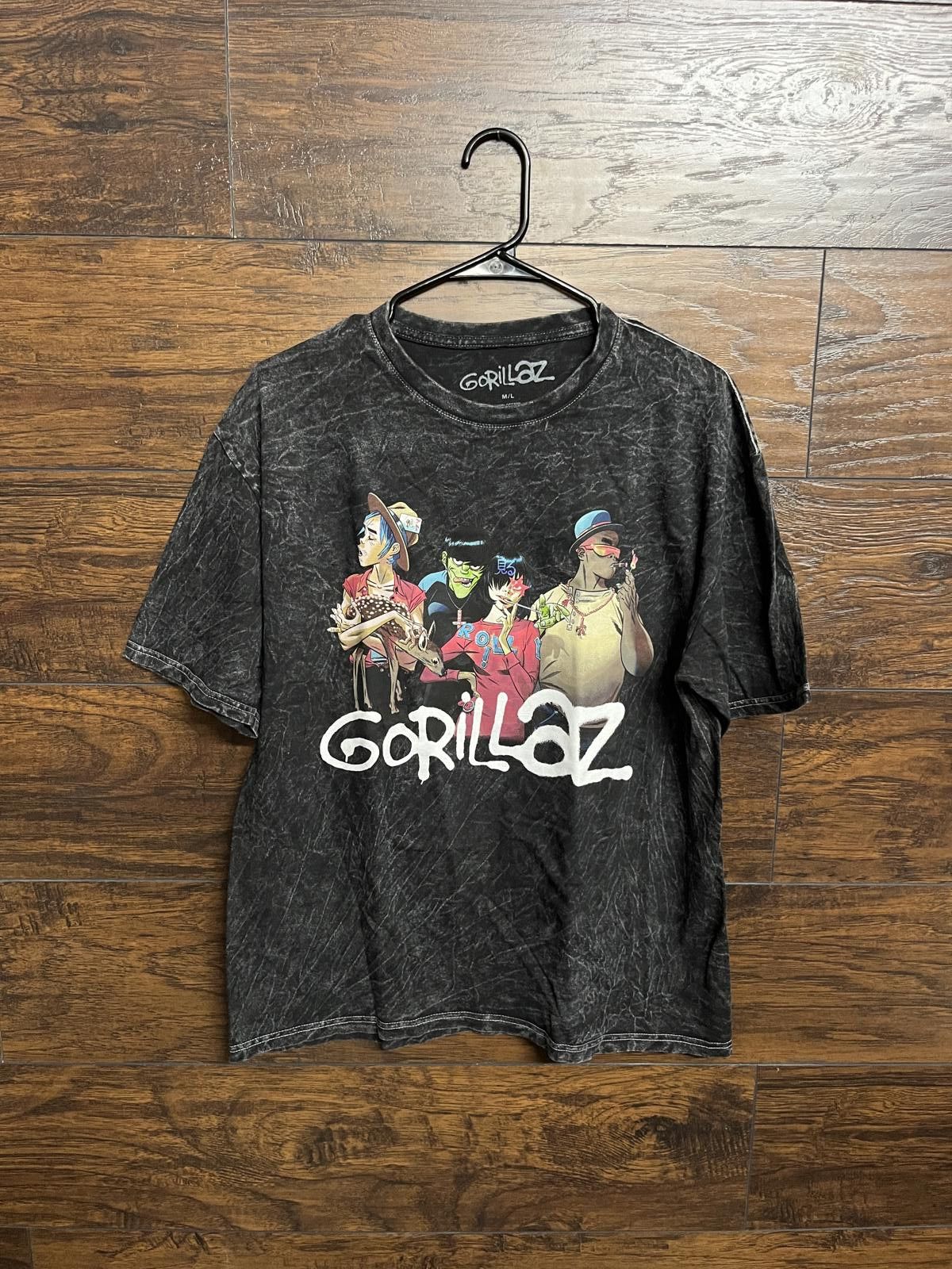 Designer Gorillaz Band T-shirt Group with Deer Stonewashed Shirt M/L Size US L / EU 52-54 / 3 - 1 Thumbnail