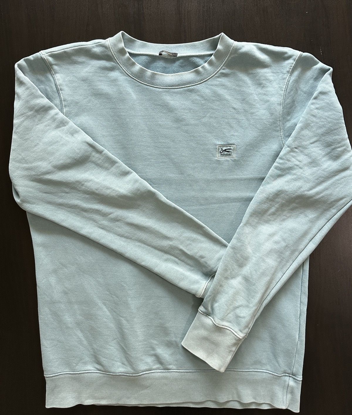 DENHAM Denham Garment Dyed Crewneck Sweatshirt Mint Green Size US M / EU 48-50 / 2 - 1 Thumbnail