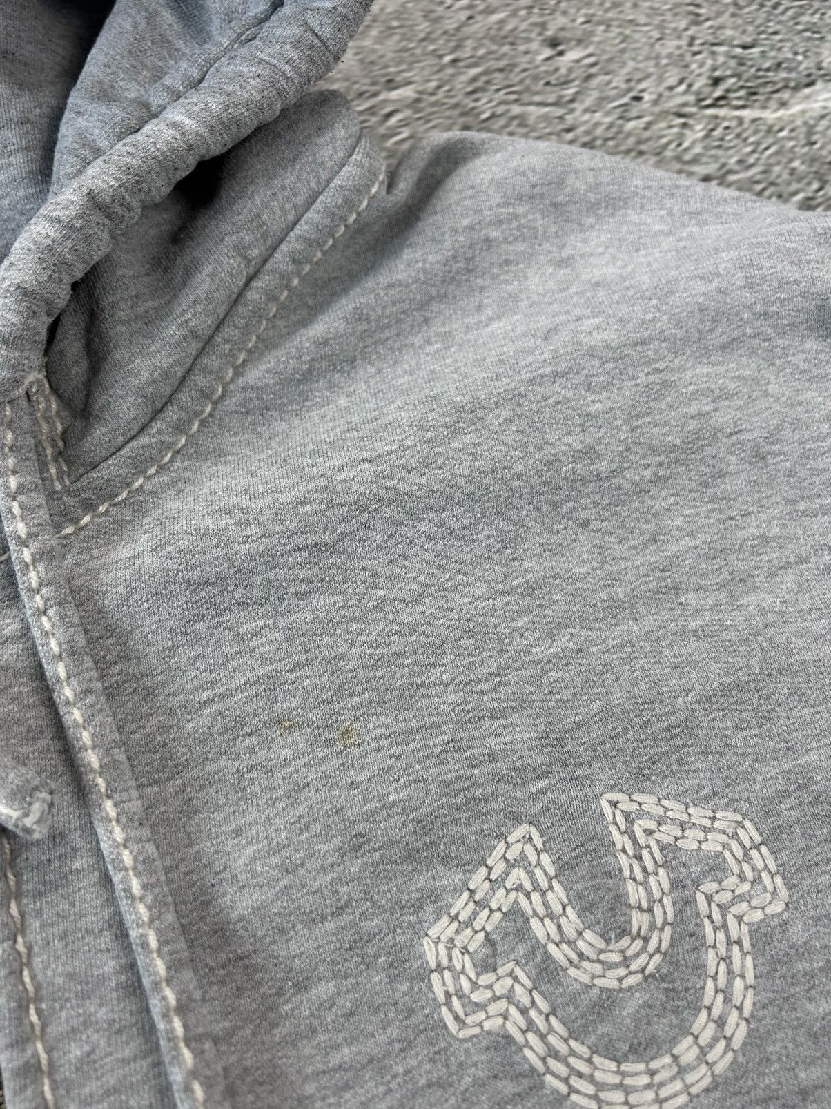 True Religion × Vintage True Religion vintage grey zip hoodie white thick stitching Size US XXL / EU 58 / 5 - 5 Thumbnail