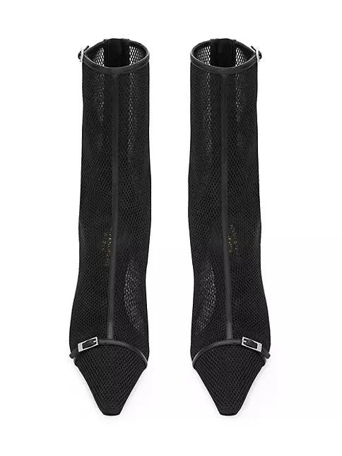 Saint Laurent Paris o1bcso1str1224 Oxalis Booties In Mesh in Black Size US 10 / IT 40 - 3 Thumbnail