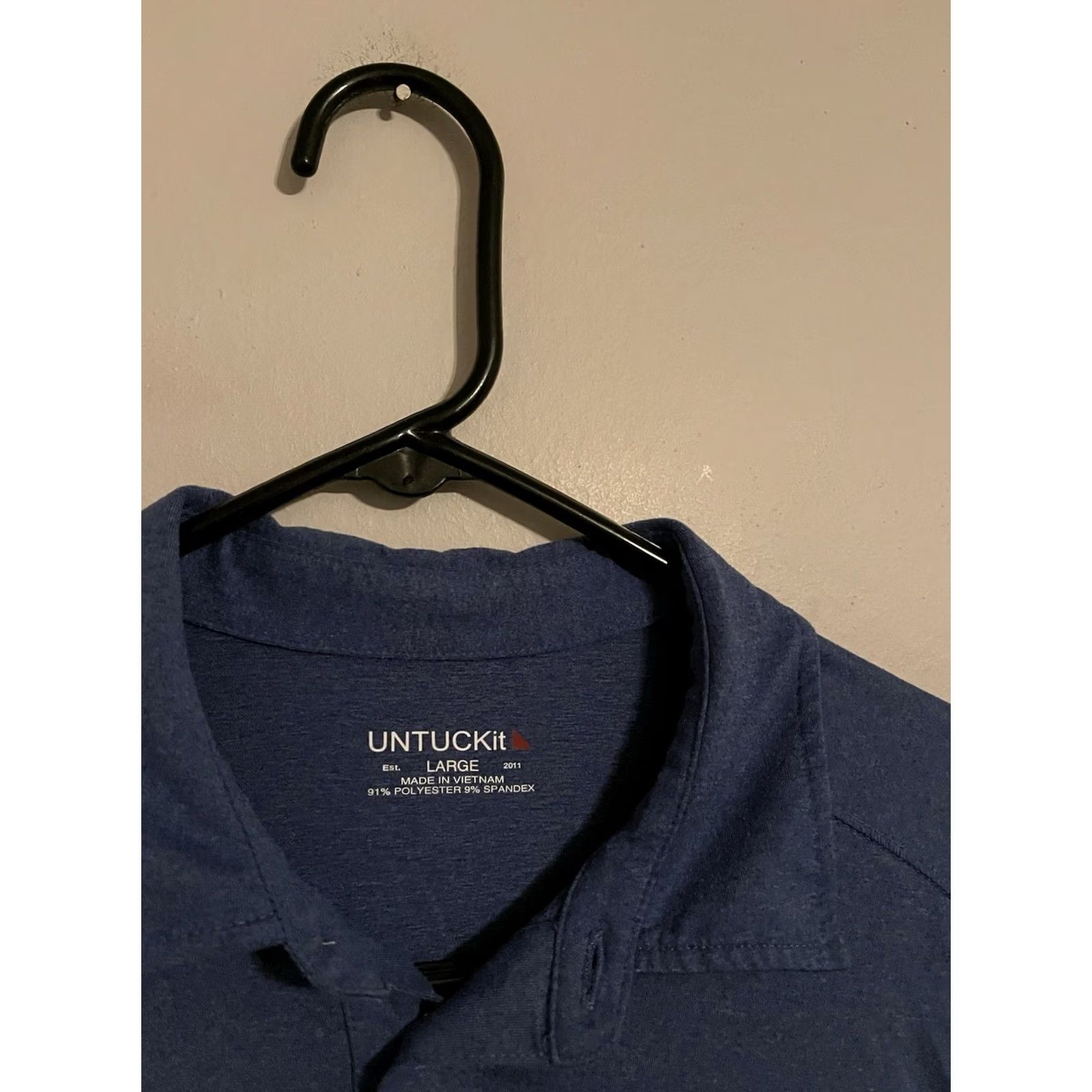 UNTUCKit VINTAGE UNTUCKit Blue Polyester Blend Casual Short Sleeve Polo Shirt - Men's Large Size US L / EU 52-54 / 3 - 2 Thumbnail