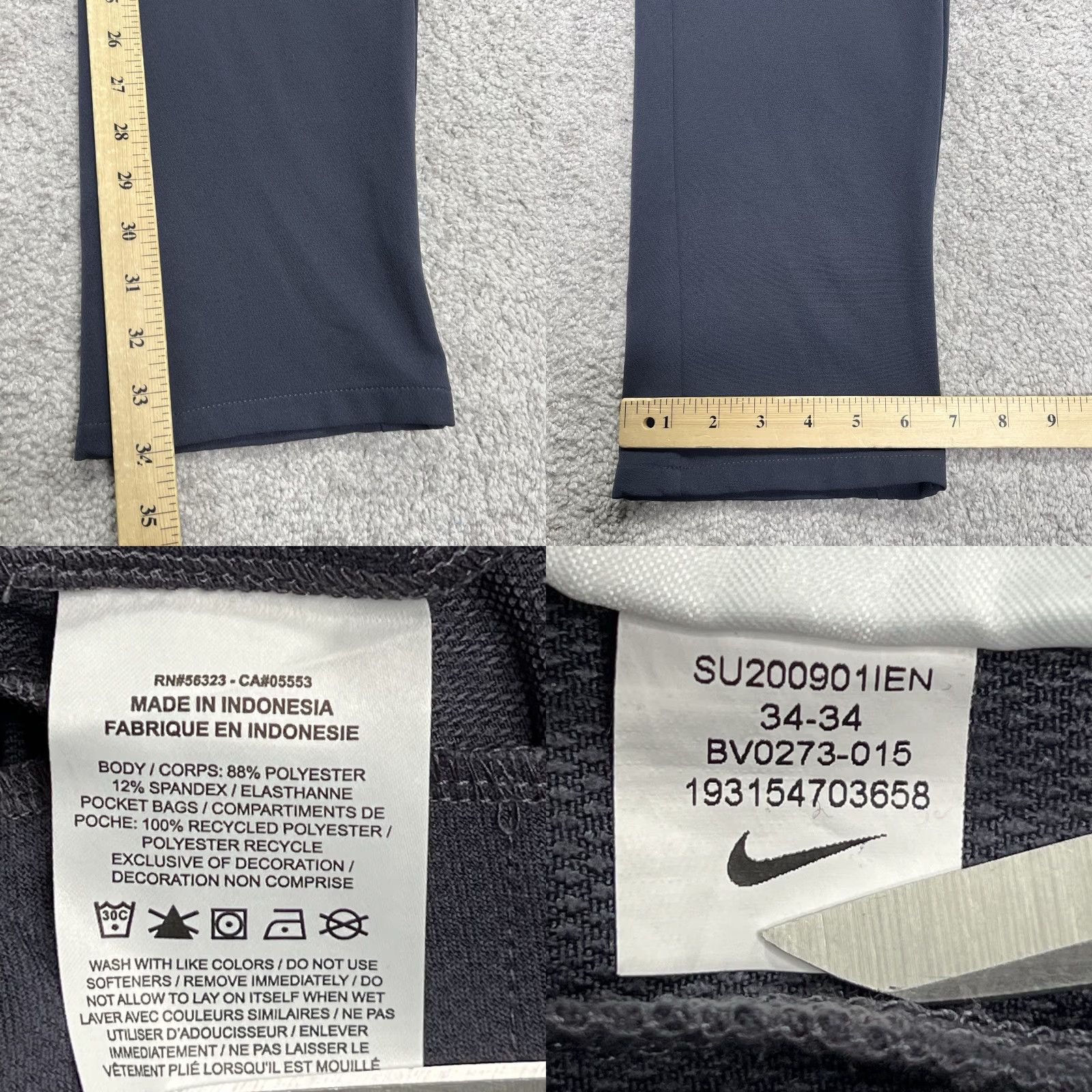 Nike Nike Flex Vapor Golf Pants Men’s 34 x 34 Slim Flat Front Straight Dri Fit Gray Size US 34 / EU 50 - 10 Thumbnail
