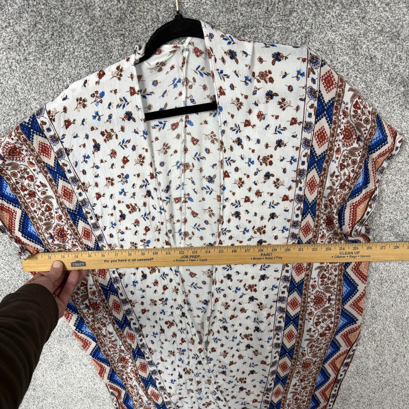 Vintage Francesca's Kimono Blouse S White Floral Geometric Boho Open-Front Short Kimono Sleeve Lightweight Summer Casual Women’s Shirt Size S / US 4 / IT 40 - 3 Thumbnail