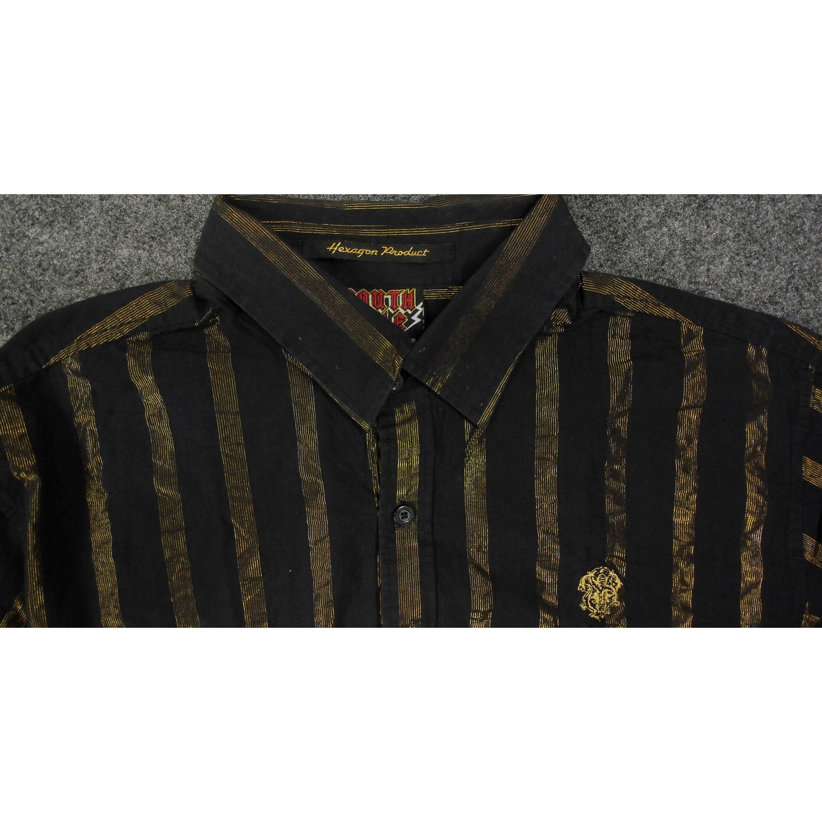 Southpole South Pole Vintage Y2K Metal Thunder Lurex Striped Shirt XXL Size US XXL / EU 58 / 5 - 12 Thumbnail