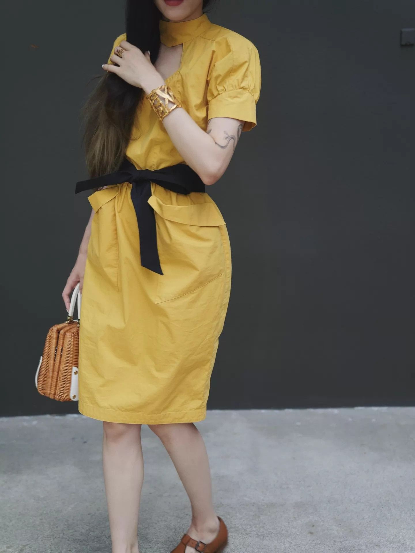 Other Vieuxnew Sunset Gold Killer Plunging Waist-Cinched M/L Dress Size XS / US 0-2 / IT 36-38 - 9 Thumbnail