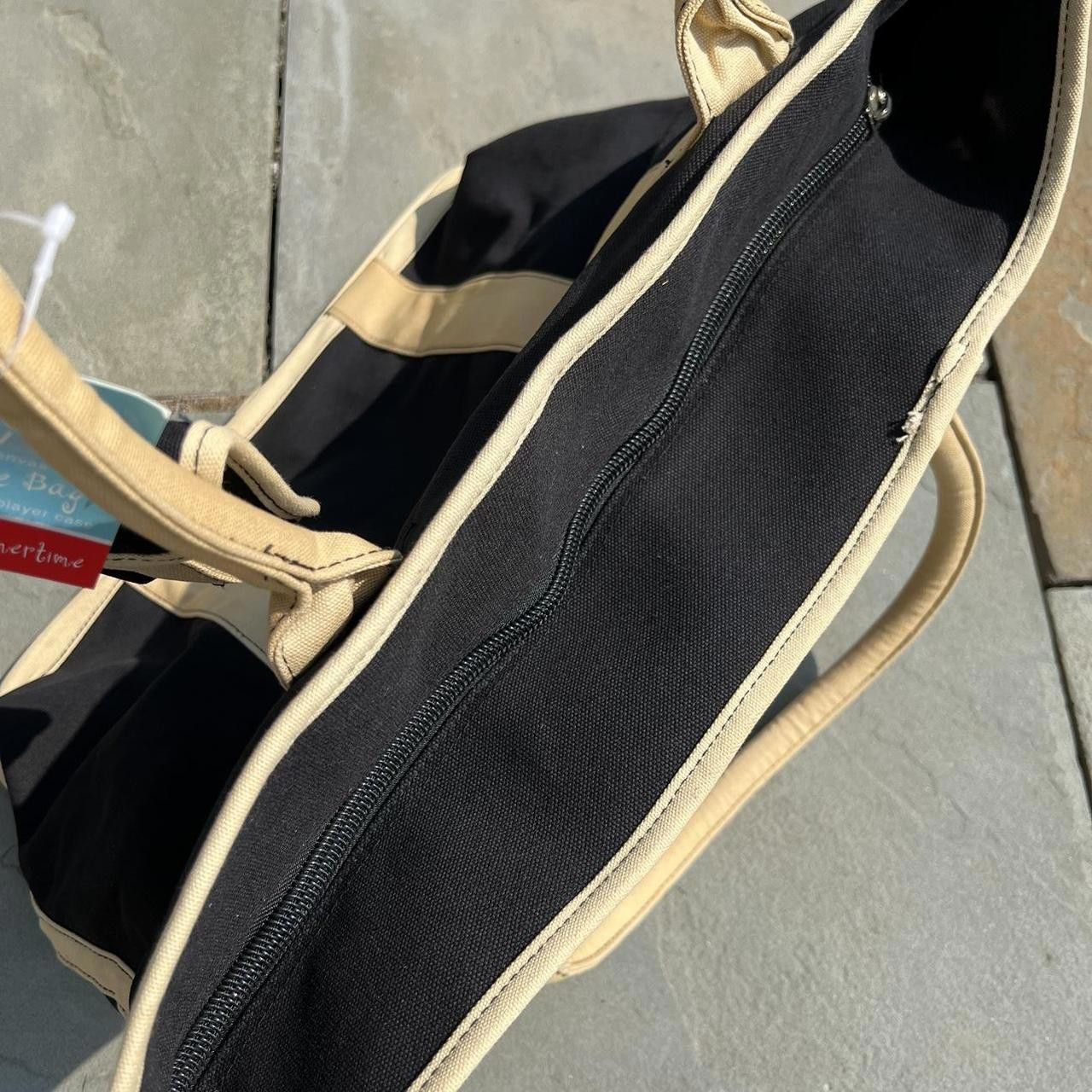 Other Y2K Black + Tan Canvas Tote Beach Bag NWT New Deadstock Size ONE SIZE - 6 Thumbnail