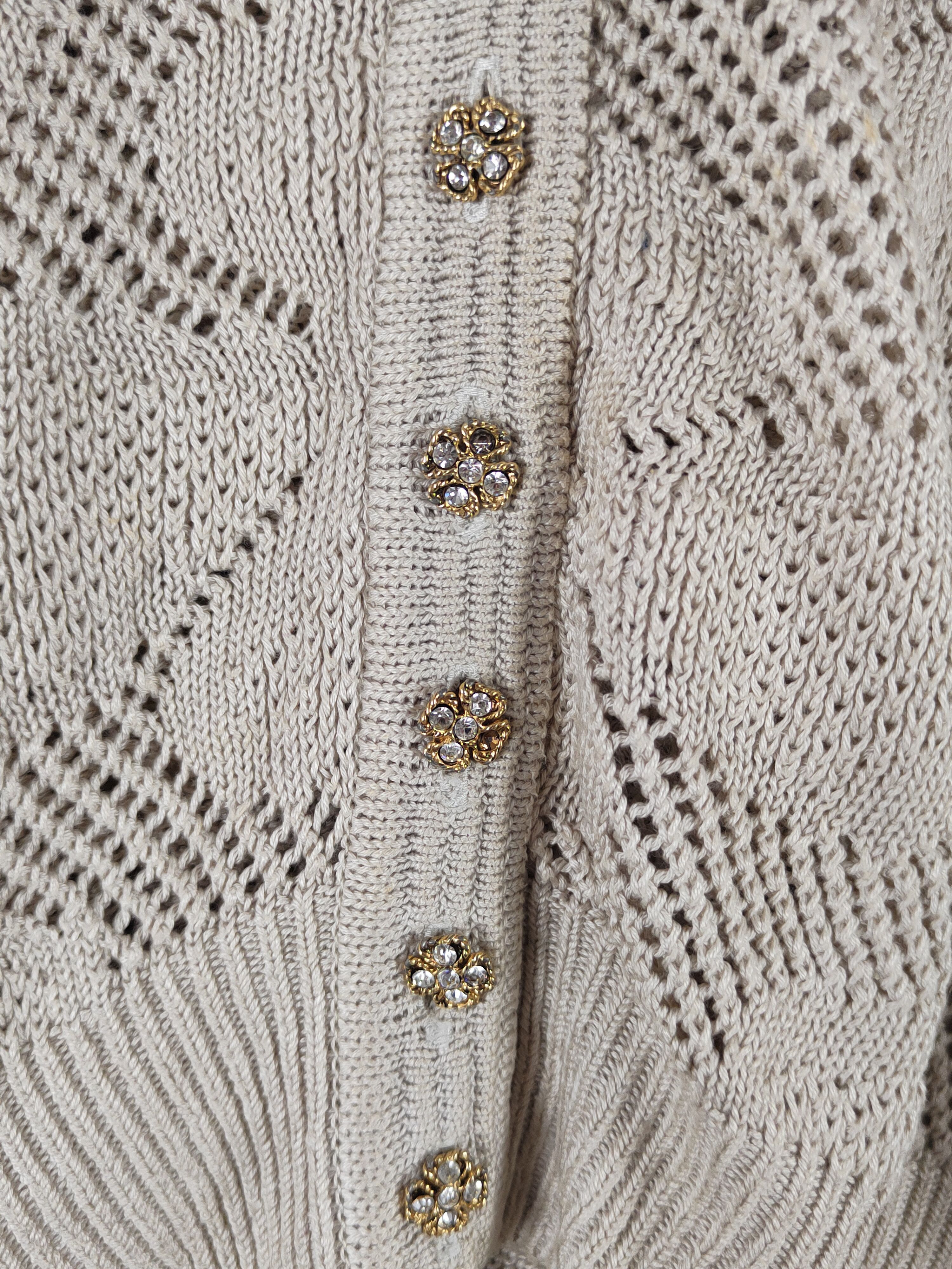 Vintage Fujii Light Brown Crochet MeshNet Knitwear Cardigan #W1772 Size US M / EU 48-50 / 2 - 3 Thumbnail