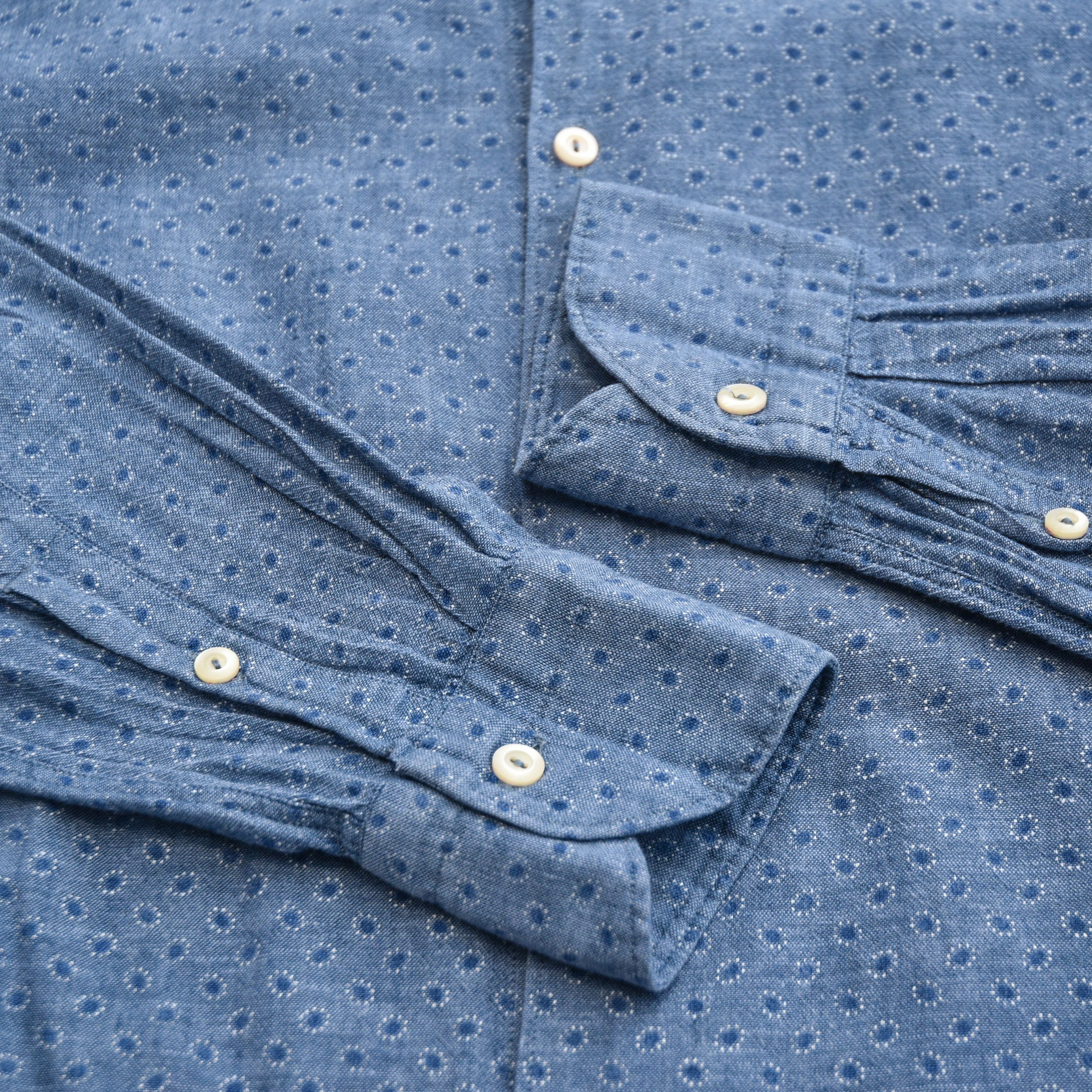 Tintoria Mattei TINTORIA MATTEI 954 Blue Polka Dot Slim Fit Cotton Shirt Size US M / EU 48-50 / 2 - 12 Thumbnail