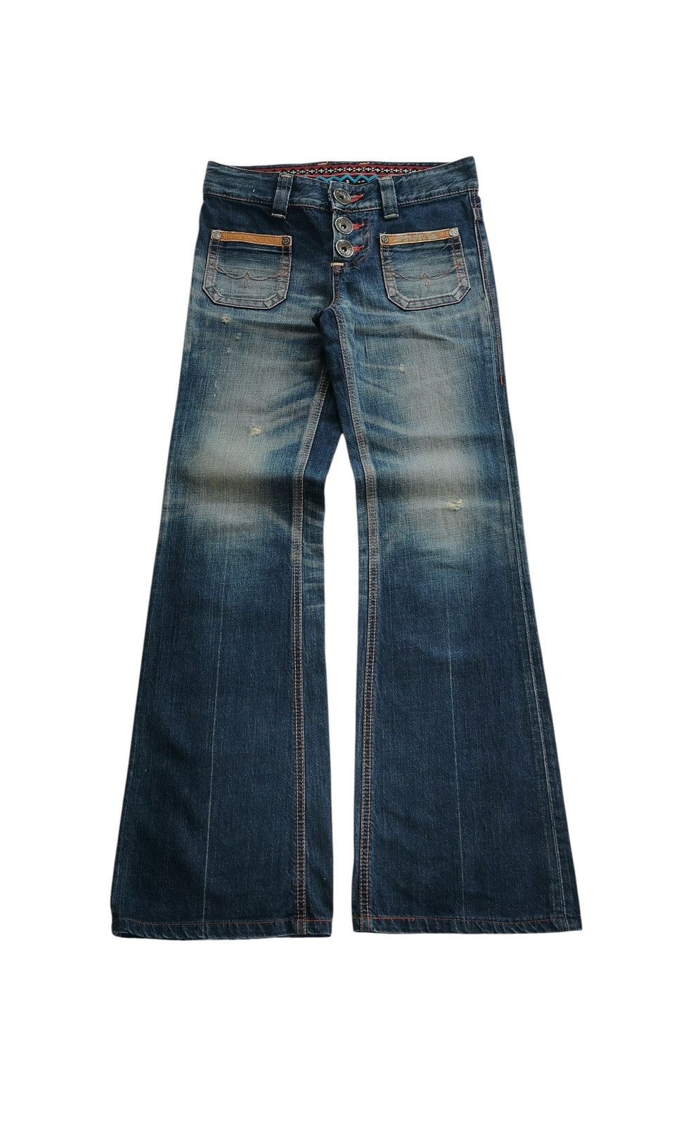 Tornado Mart Vtg Edwin BlueTrip Bushpant Mudwash Bootcut,Flared Denim Size US 28 / EU 44 - 1 Thumbnail