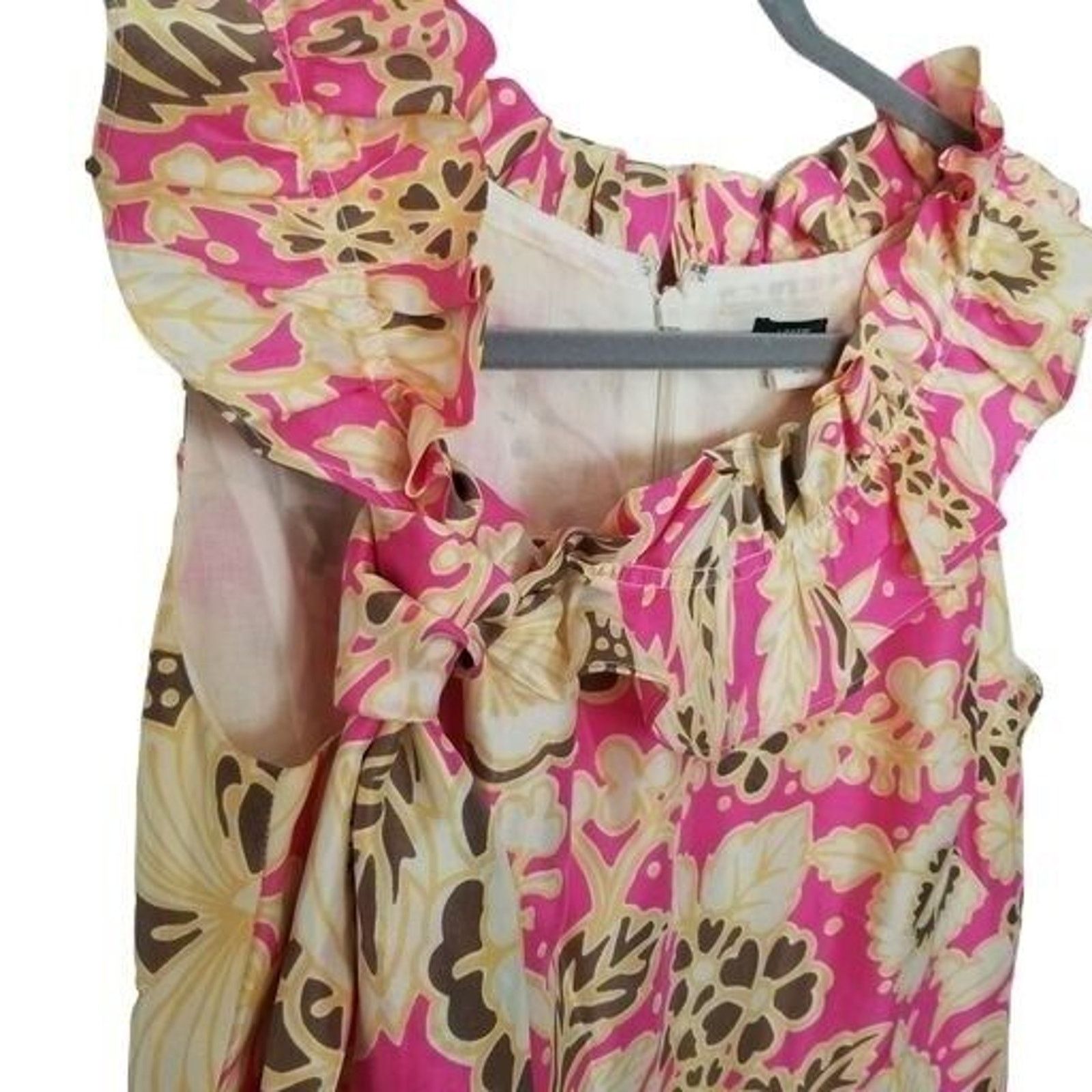 J.Crew J. Crew Womens Floral Silk Mini Dress 4 Ruffle Easter Prep Size S / US 4 / IT 40 - 5 Thumbnail
