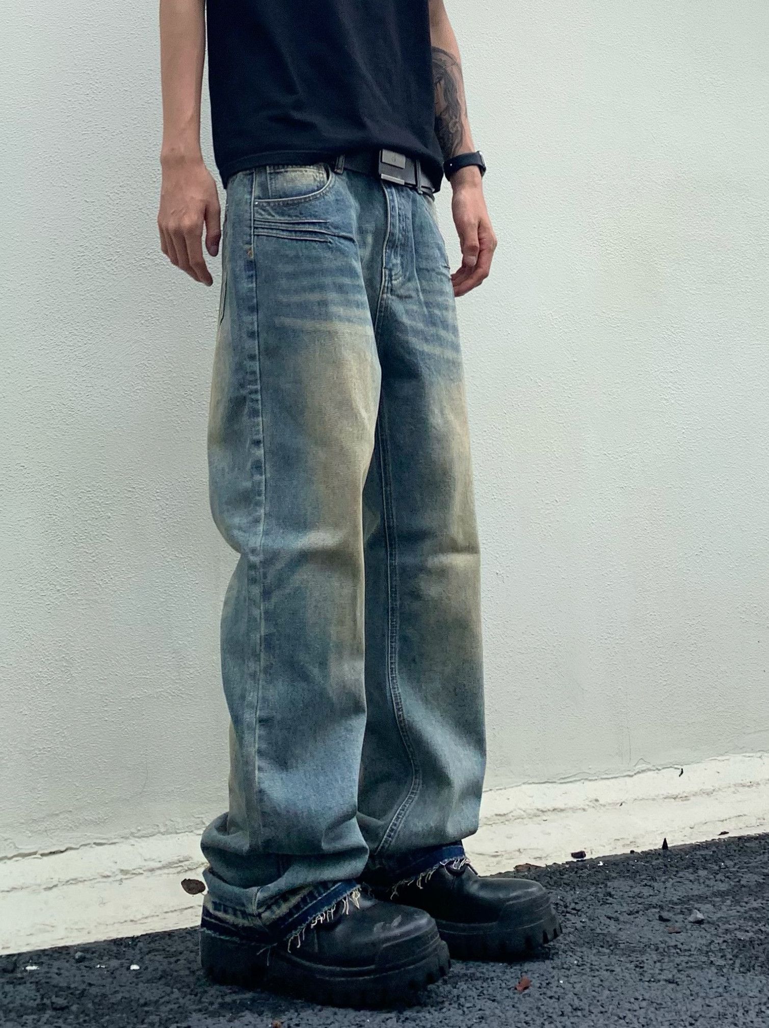 distressed washed faded paint grunge jeans