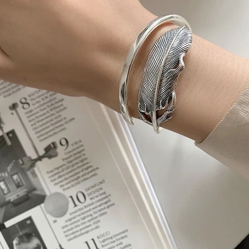 Jewelry × Vintage Feather Design Cuff Bracelet 🪷 Size ONE SIZE - 4 Thumbnail