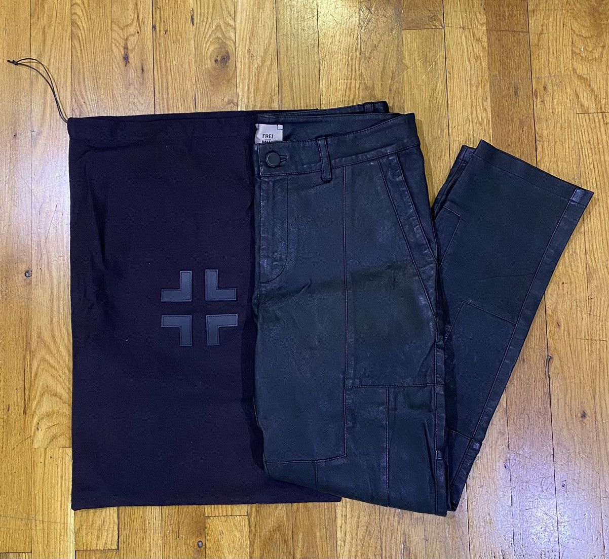 image of Frei-Mut Black Leather Emilio Trousers, Men's (Size 34)