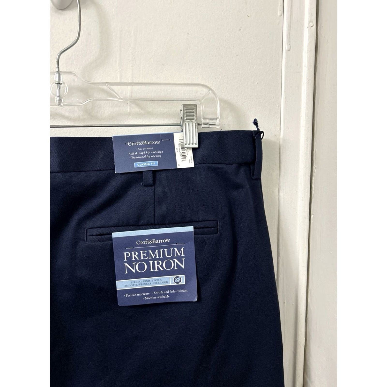 Croft & Barrow Crofts & Barrow Pants Mens 38x30 Navy Blue Classic Fit YKK No Iron Dress Pants Straight Leg 5-Pocket Size US 38 / EU 54 - 4 Thumbnail