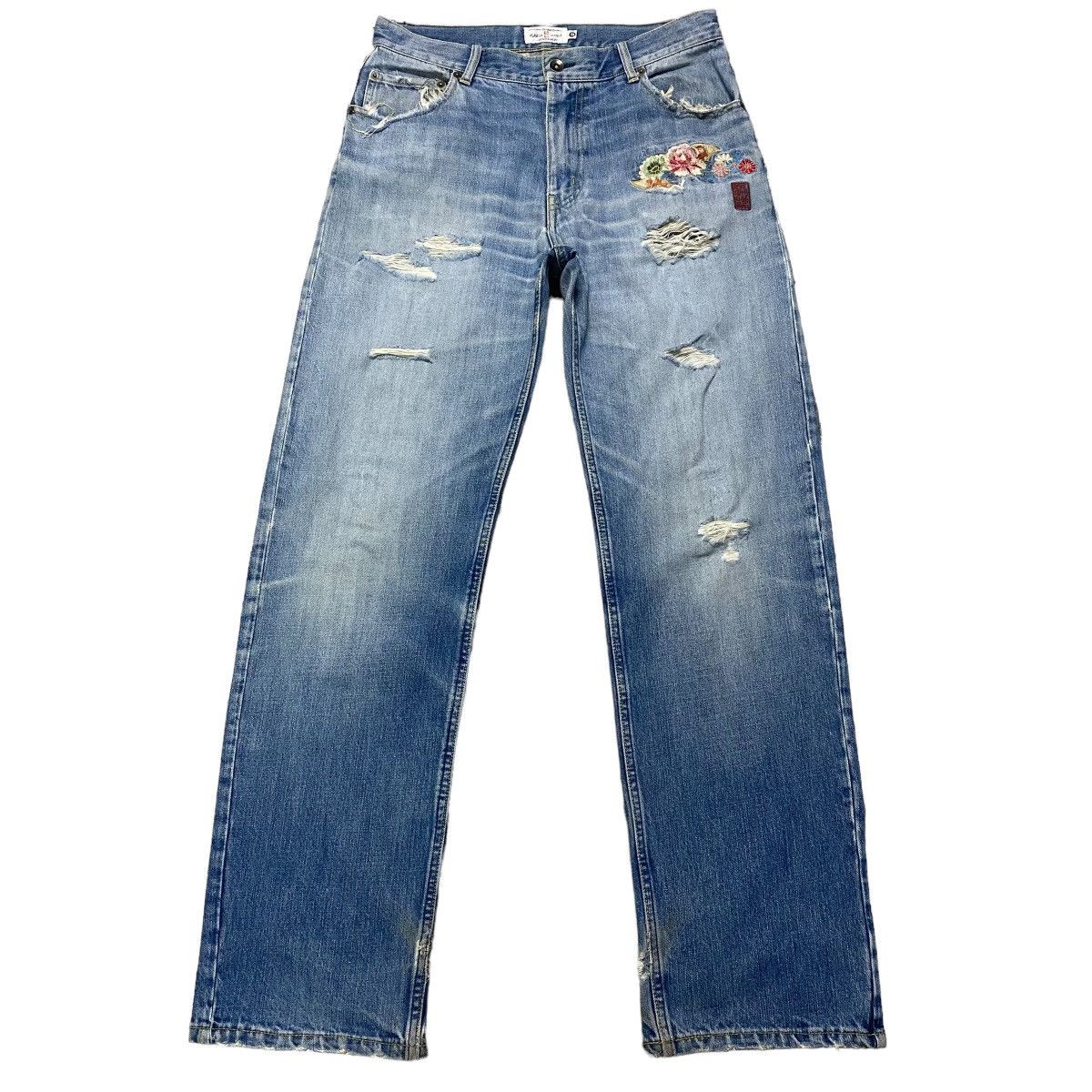 Karakuri Tamashii KARAKURI GENERATION Distressed Denim Embroidery Jeans Size US 32 / EU 48 - 2 Thumbnail