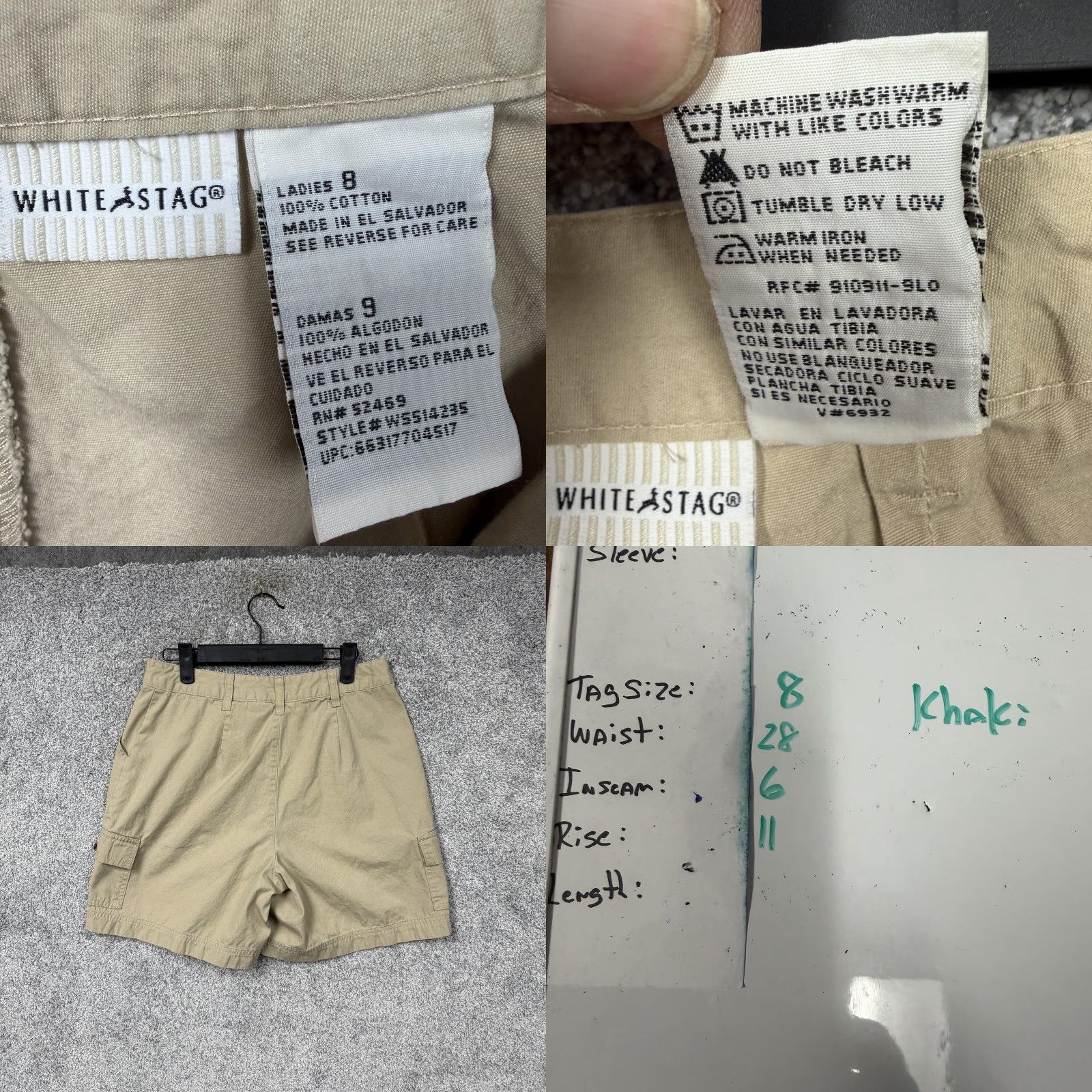 Vintage VINTAGE White Stag Cargo Shorts Womens 8 Regular Khaki 6 in Inseam 28 in Waist Summer 90s Bohemian Retro Casual Size 30" / US 8 / IT 44 - 8 Thumbnail
