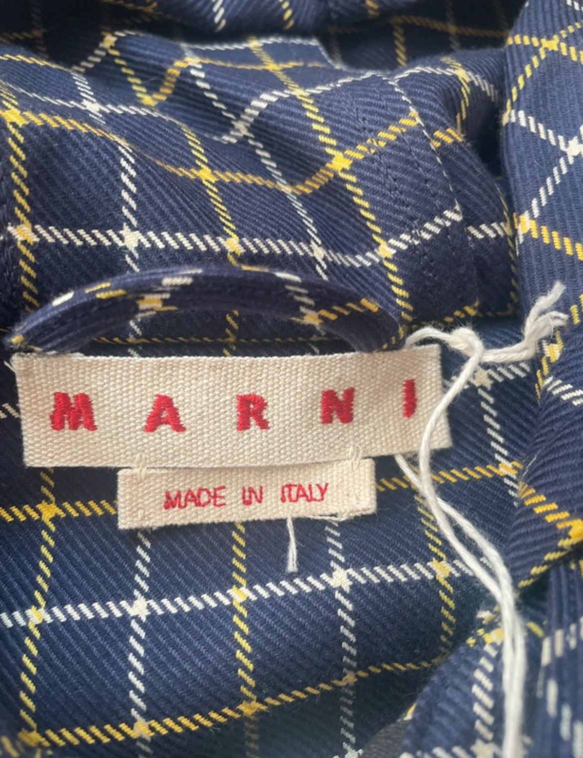 Marni Marni Wool Cotton Checked Navy Blue Hooded Zip Up Jacket Size US M / EU 48-50 / 2 - 8 Thumbnail