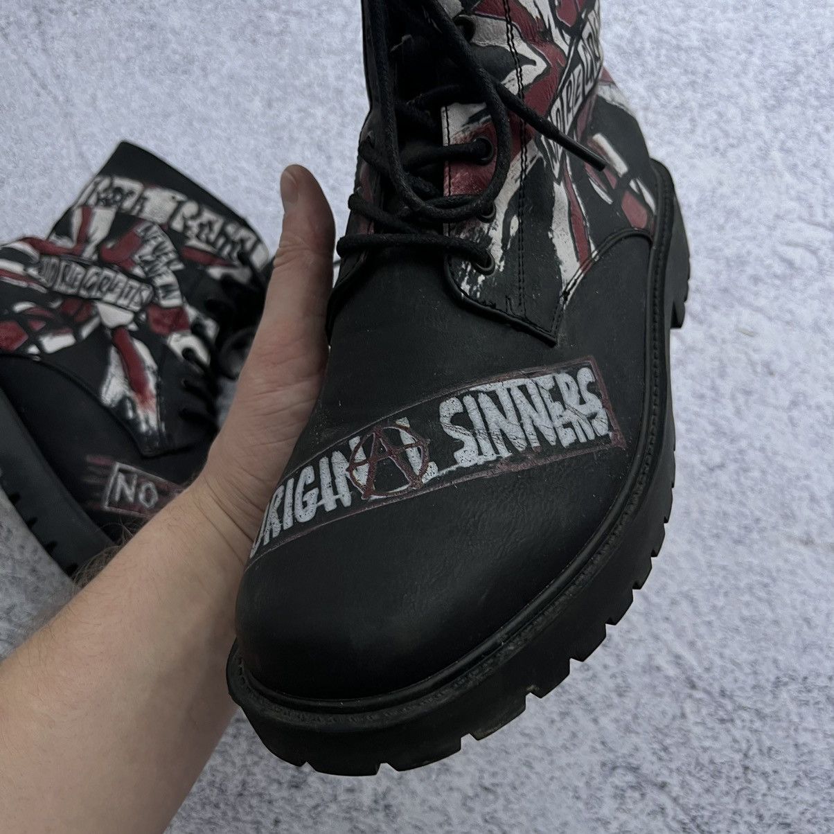Vintage Rock Rebel eco leather black boots Size US 8.5 / EU 41-42 - 7 Thumbnail