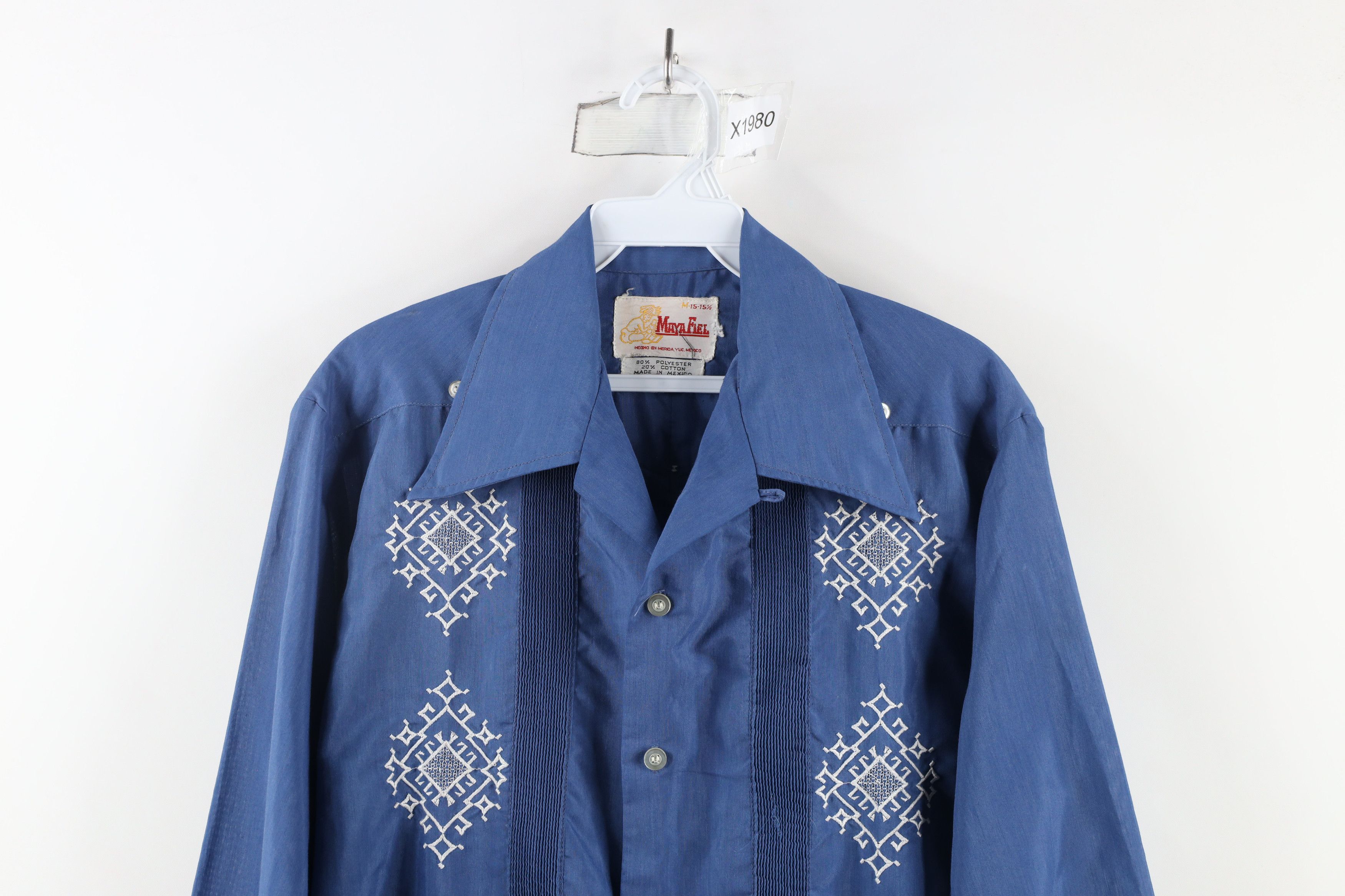 Vintage Vintage 70s Streetwear Geometric Looped Collar Button Shirt Size US M / EU 48-50 / 2 - 2 Thumbnail