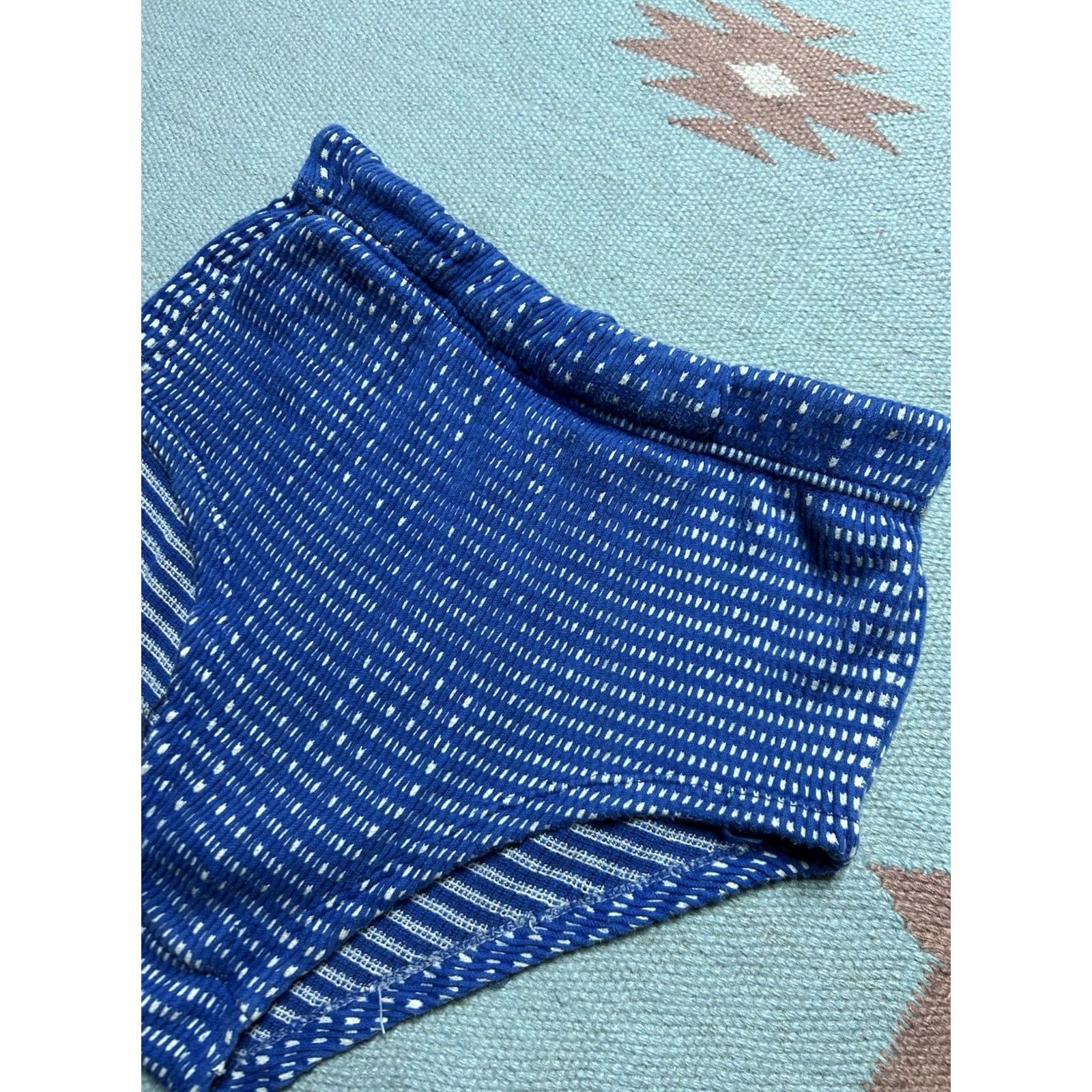 Vintage VINTAGE Brent Men's Swim Bottom Brief Trunks M High Waisted Blue White Cotton 1950s Boys? Size US 31 - 2 Thumbnail