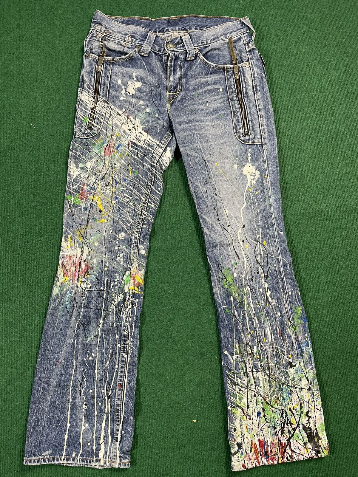 Levi's Levis Paint Splatter Flair Cutting Very Rare Jeans Size US 32 / EU 48 - 2 Thumbnail