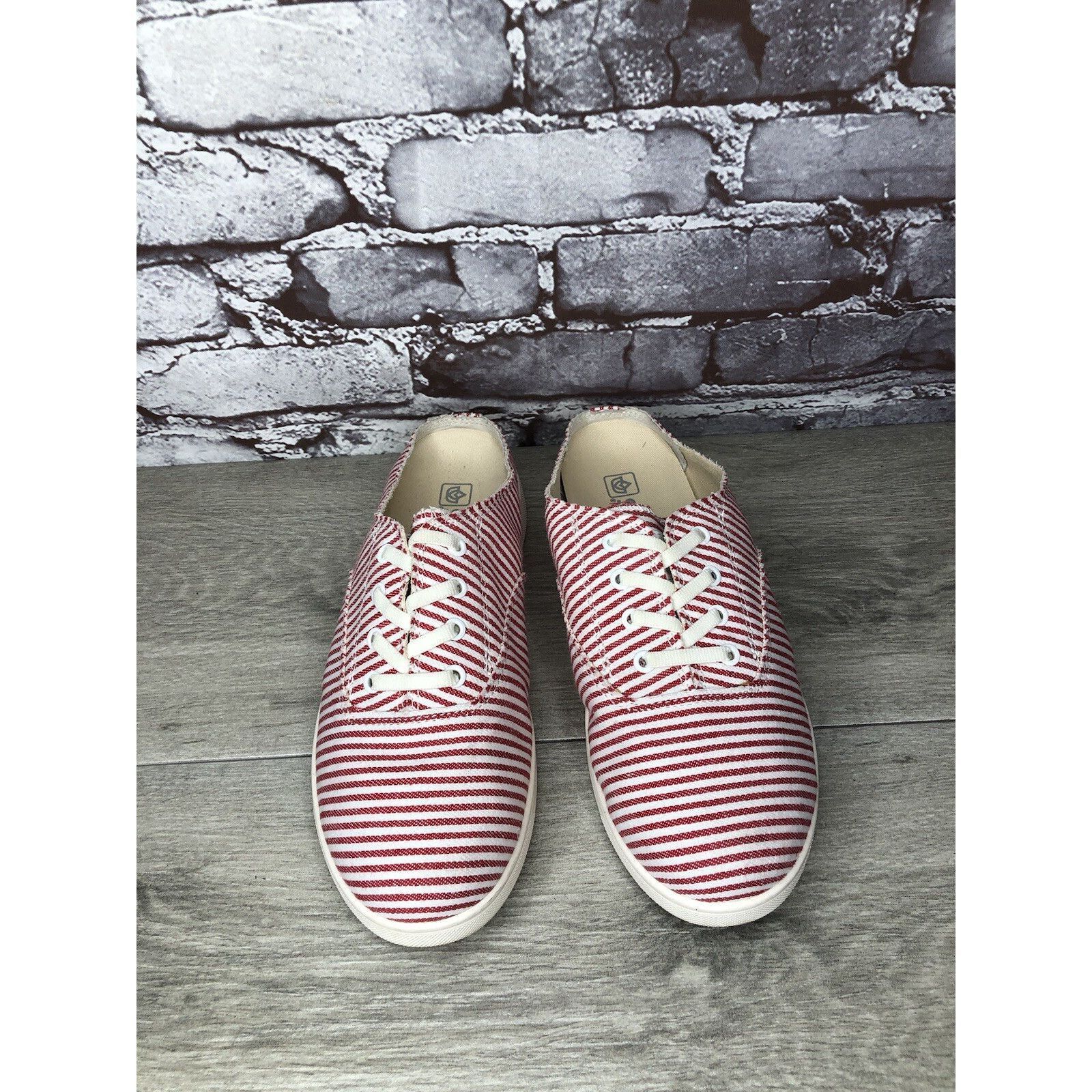 Other Spenco Orthotic Red Stripe Canvas Santa Rosa Mule Shoes Wome Size US 9 / IT 39 - 2 Thumbnail