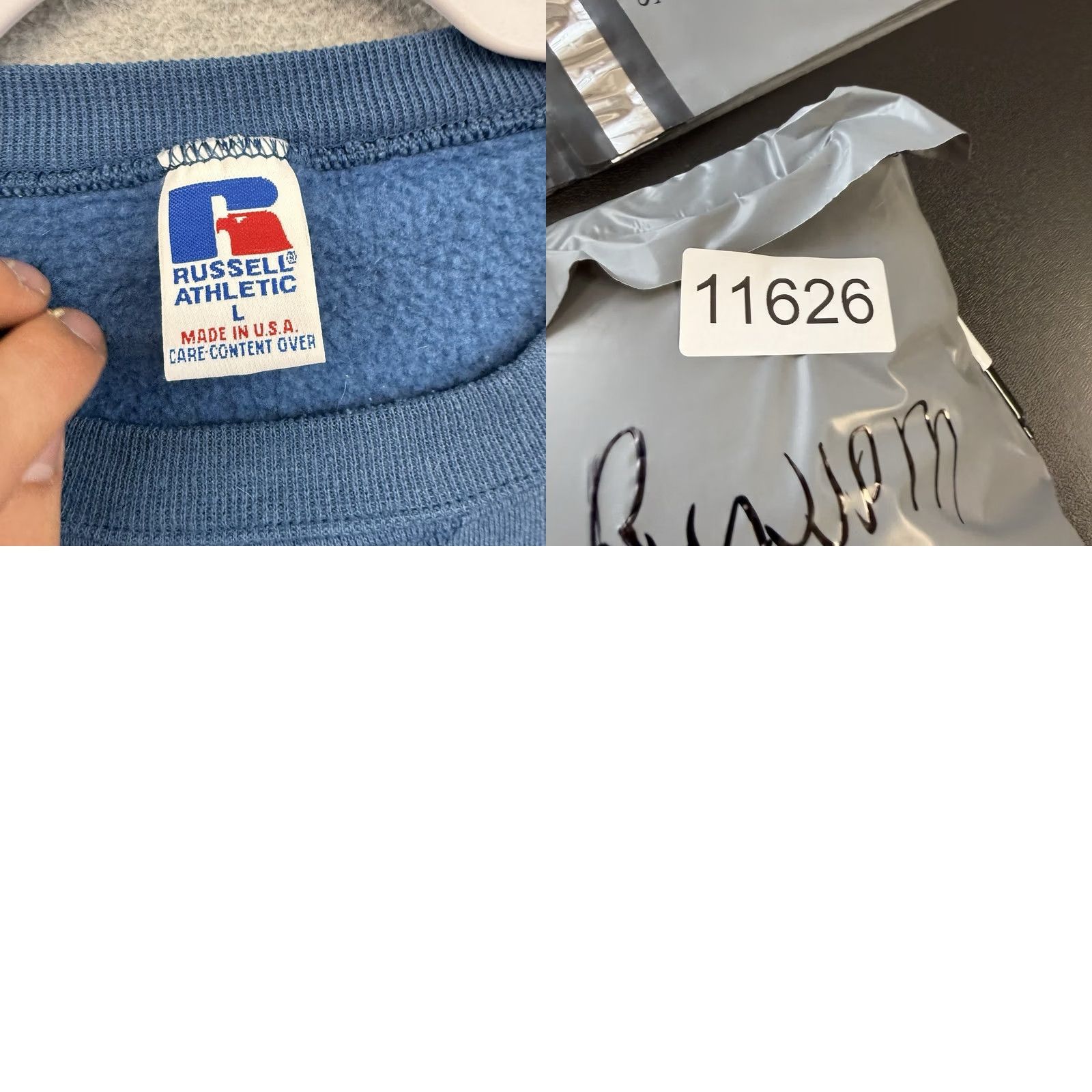 Russell Athletic VINTAGE Russell Athletic Men's Large Blue Crewneck Sweatshirt USA 90s Faded Cotton Blend Sweatshirt Pullover Crew Neck Size US L / EU 52-54 / 3 - 8 Thumbnail