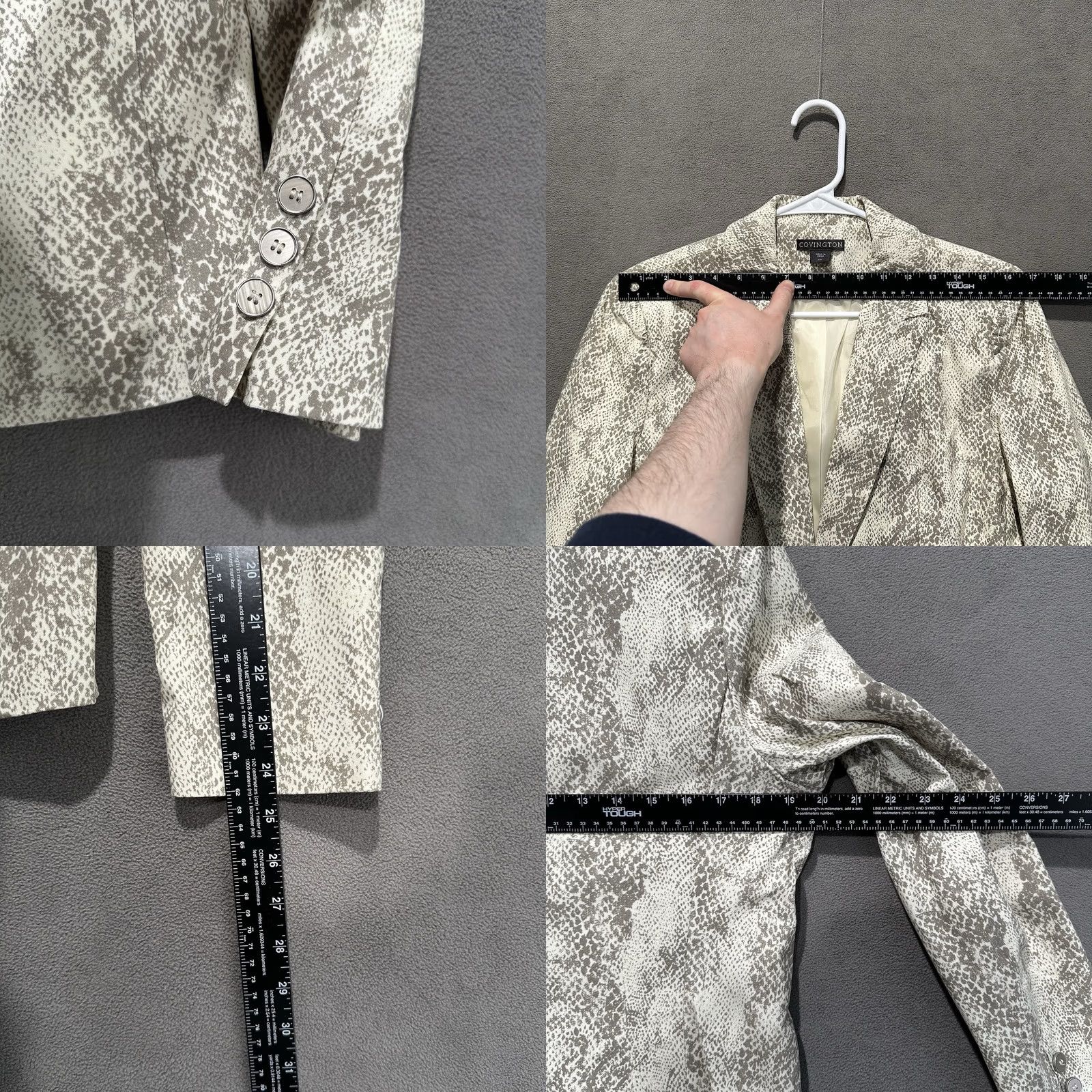 Skin VINTAGE Covington Blazer Womens Large Beige Snake Print One-Button Office Rayon Size L / US 10 / IT 46 - 8 Thumbnail