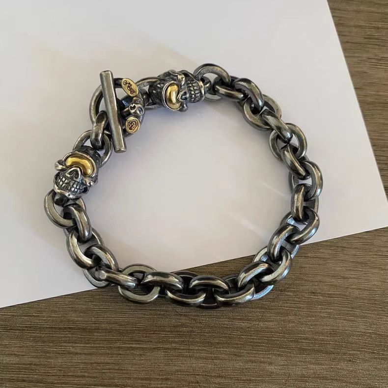Sterling Silver Chrome Cross Sterling Silver Bracelet Vintage chain Size ONE SIZE - 6 Thumbnail