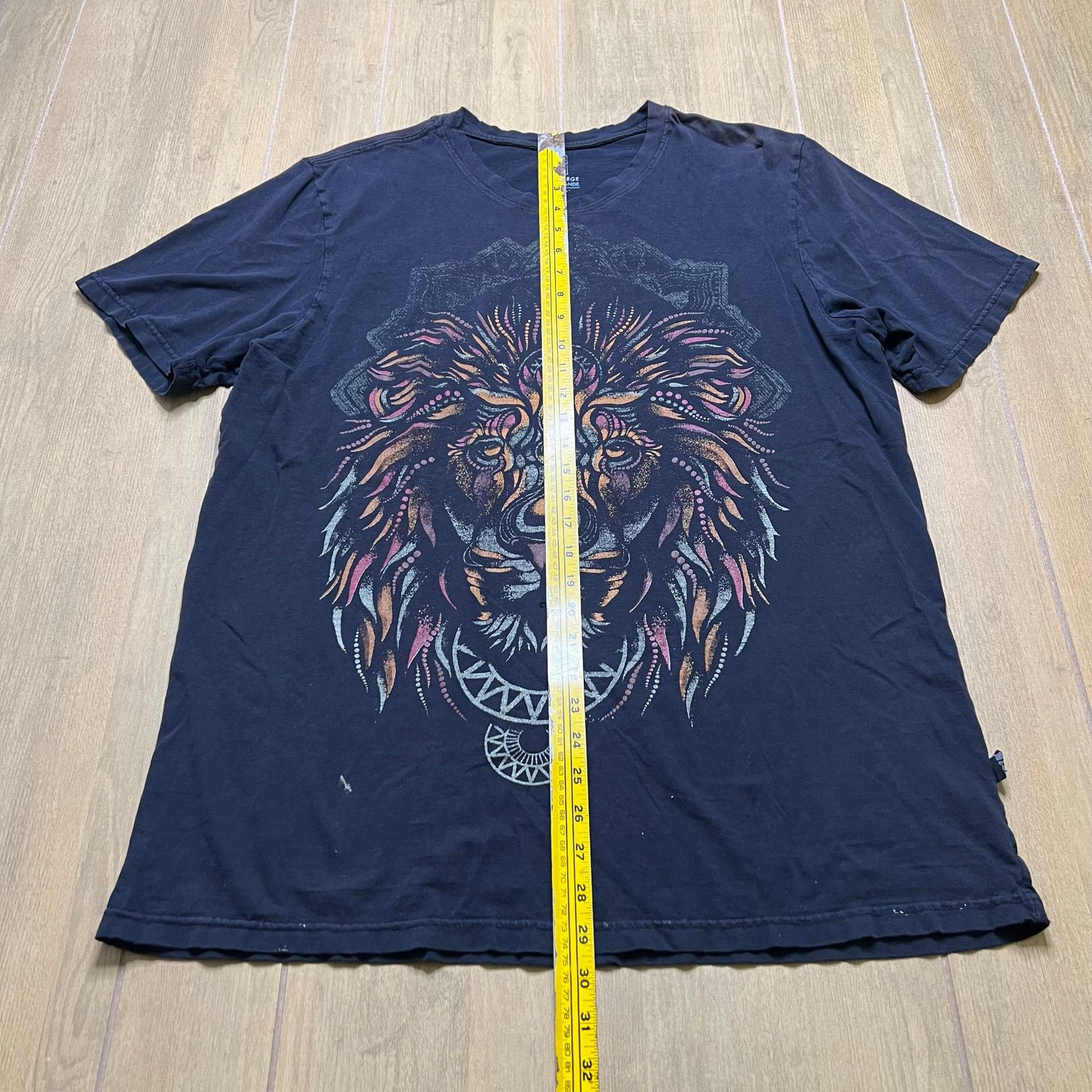 Vintage Y2K Orva Lion Graphic T Shirt XL Faded Black Boho Tribal Art Size US XL / EU 56 / 4 - 5 Thumbnail