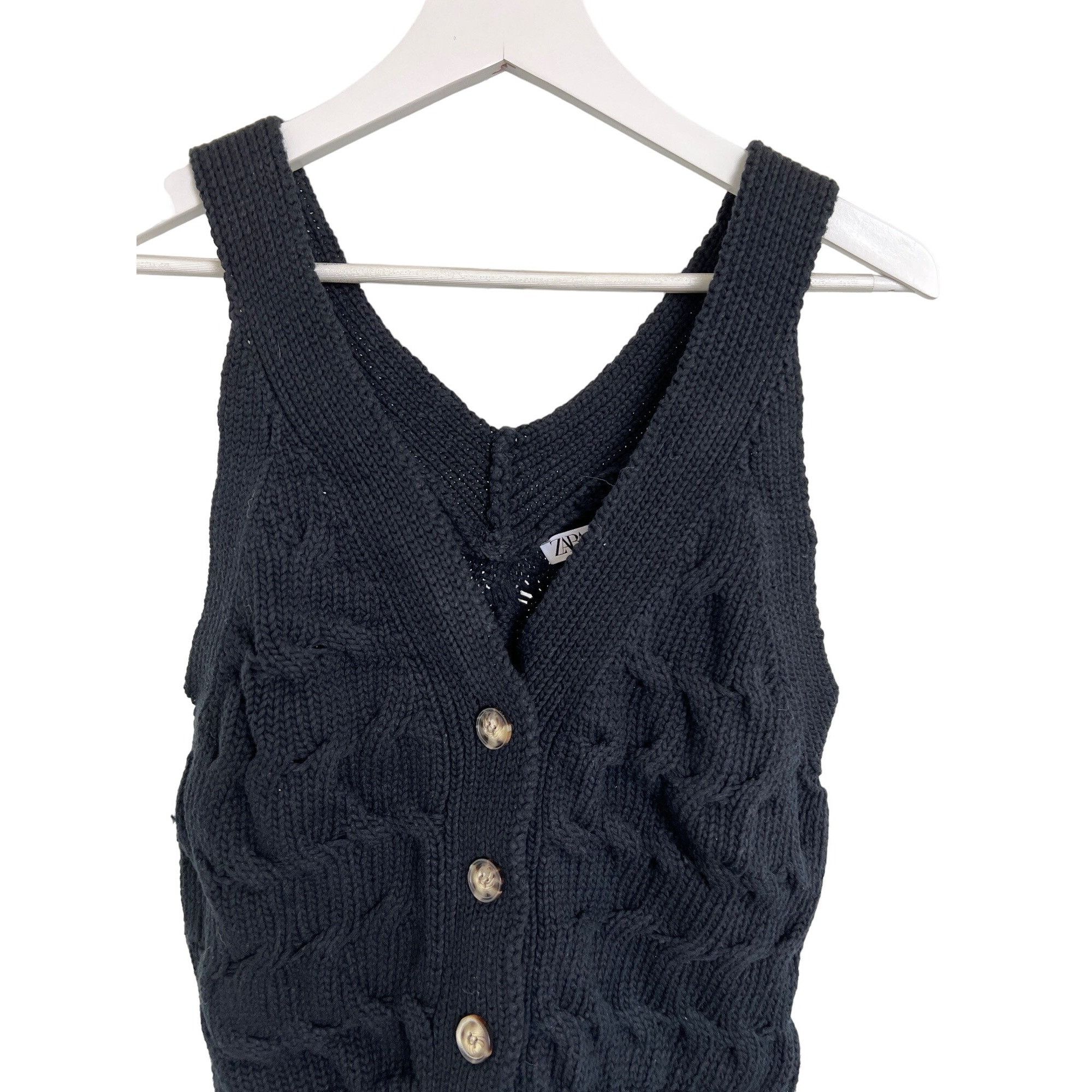 Zara Zara Black Cable Knit Sweater Vest Size S / US 4 / IT 40 - 4 Thumbnail