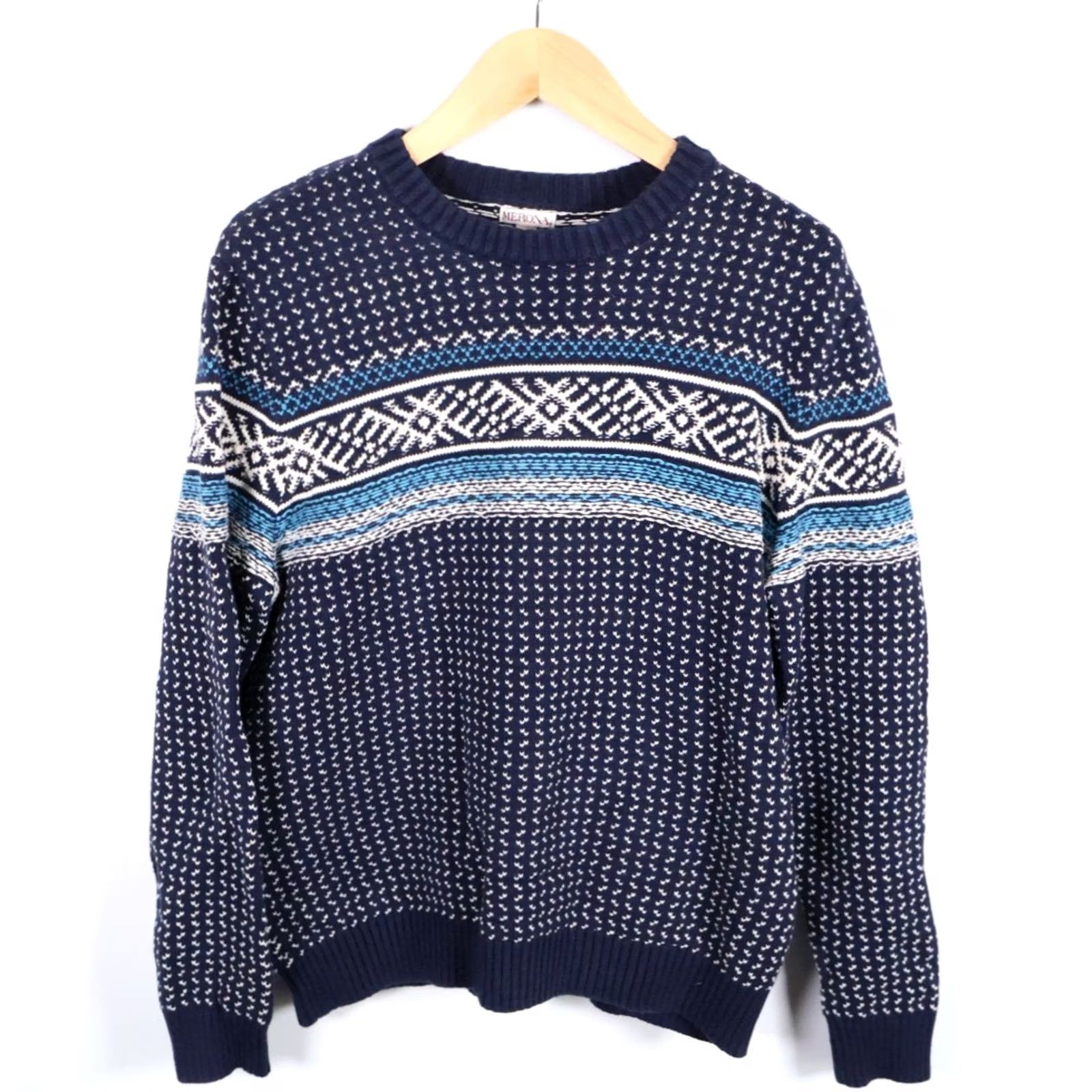 Merona Merona Birdseye Pattern Sweater Men's XL Dark Blue Crewneck Knit Geometric Preppy Retro Ski Casual Pullover Knit Heavyweight Regular Cardigan? Size US XL / EU 56 / 4 - 2 Thumbnail