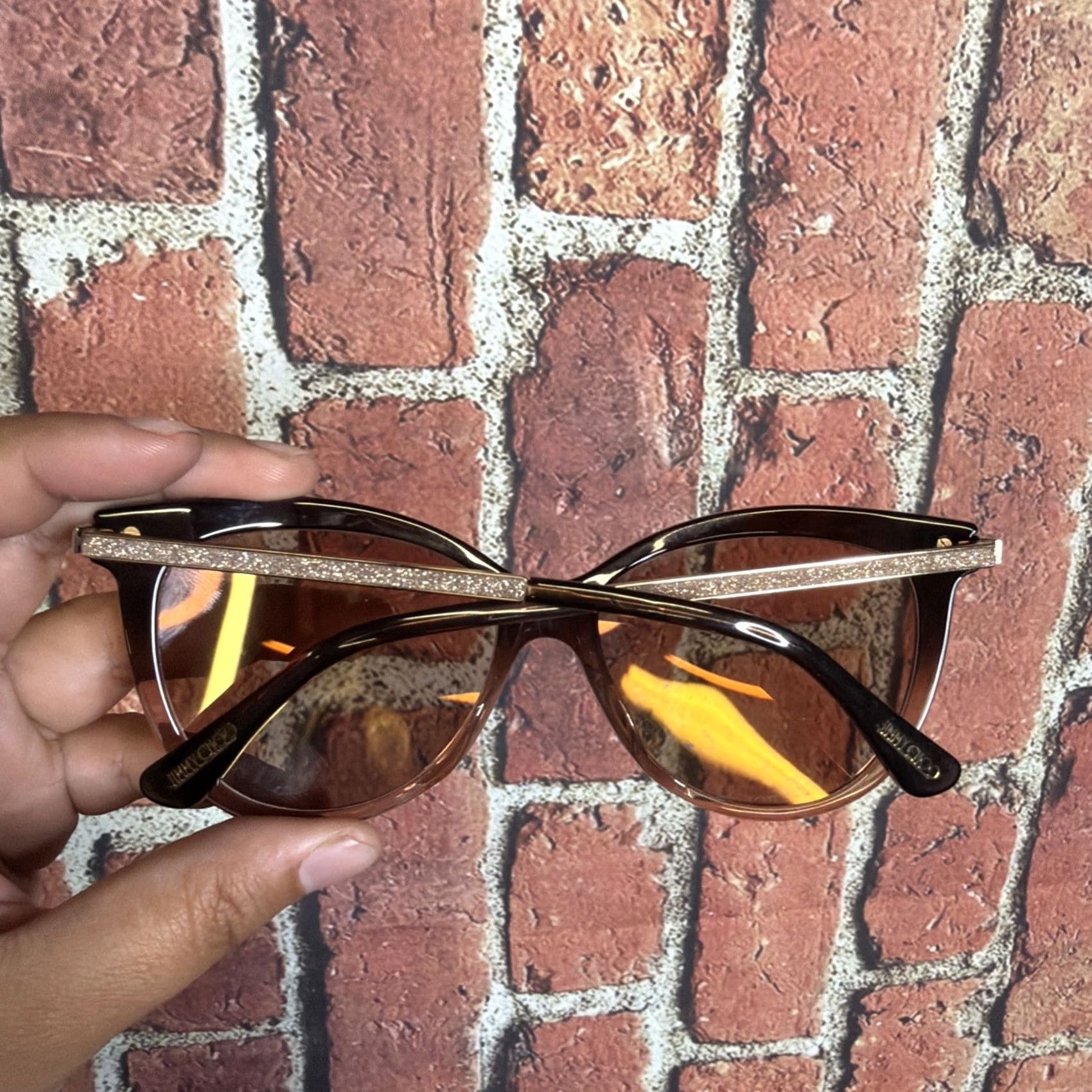 Jimmy Choo Jimmy Choo Sunglasses Womens Cat-Eye Axelle/G/S Made In Italy Dark Brown Size ONE SIZE - 2 Thumbnail
