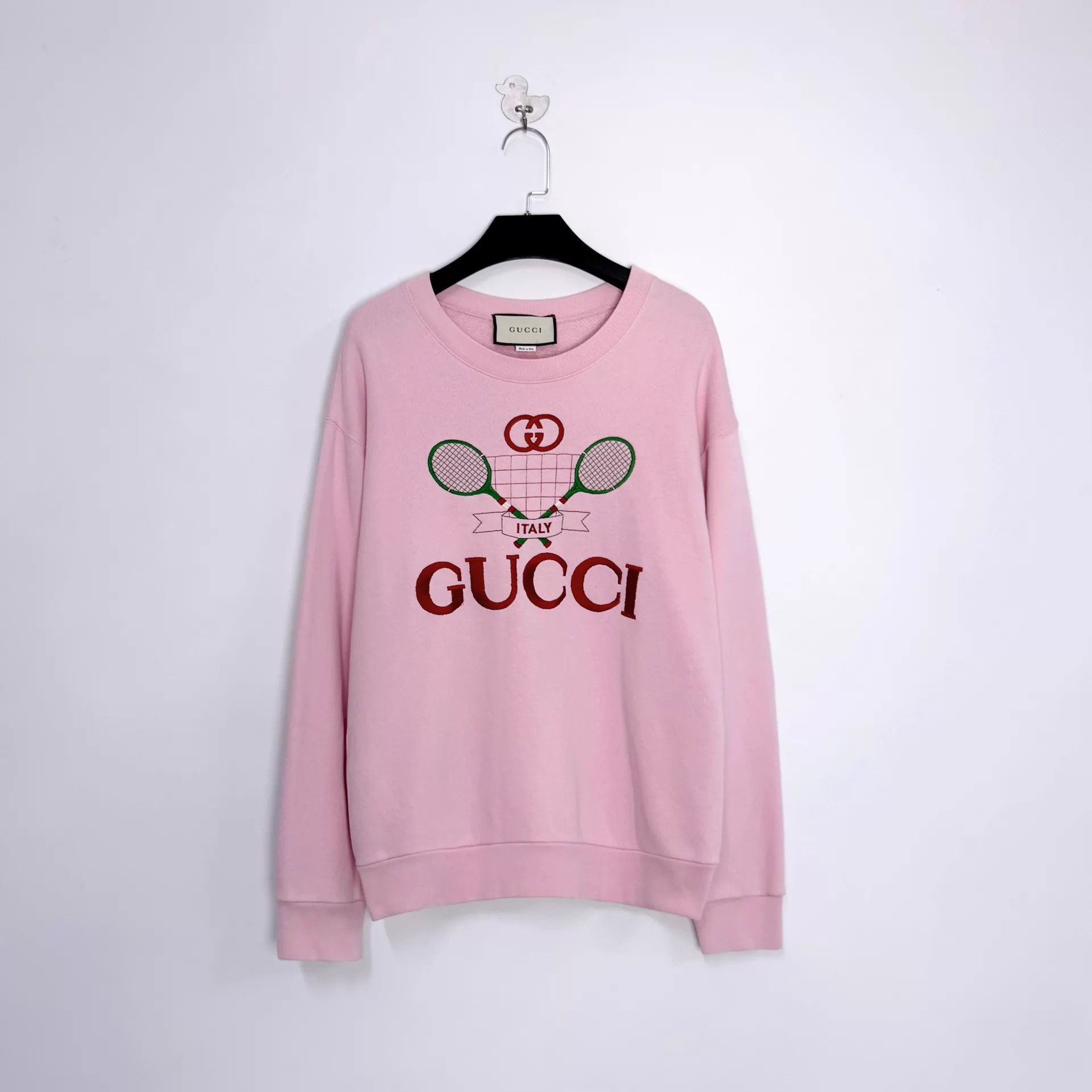 Gucci Gucci Pink Embroidered GG Tennis Logo Sweatshirt S Unisex Size US S / EU 44-46 / 1 - 1 Thumbnail
