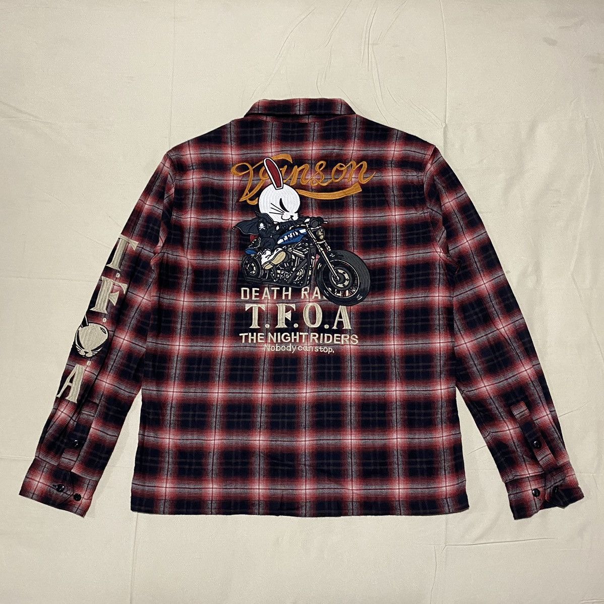 Vanson Leathers Vintage VANSON LEATHERS x T.F.O.A Flannel Shirt Button Ups Size US L / EU 52-54 / 3 - 1 Thumbnail