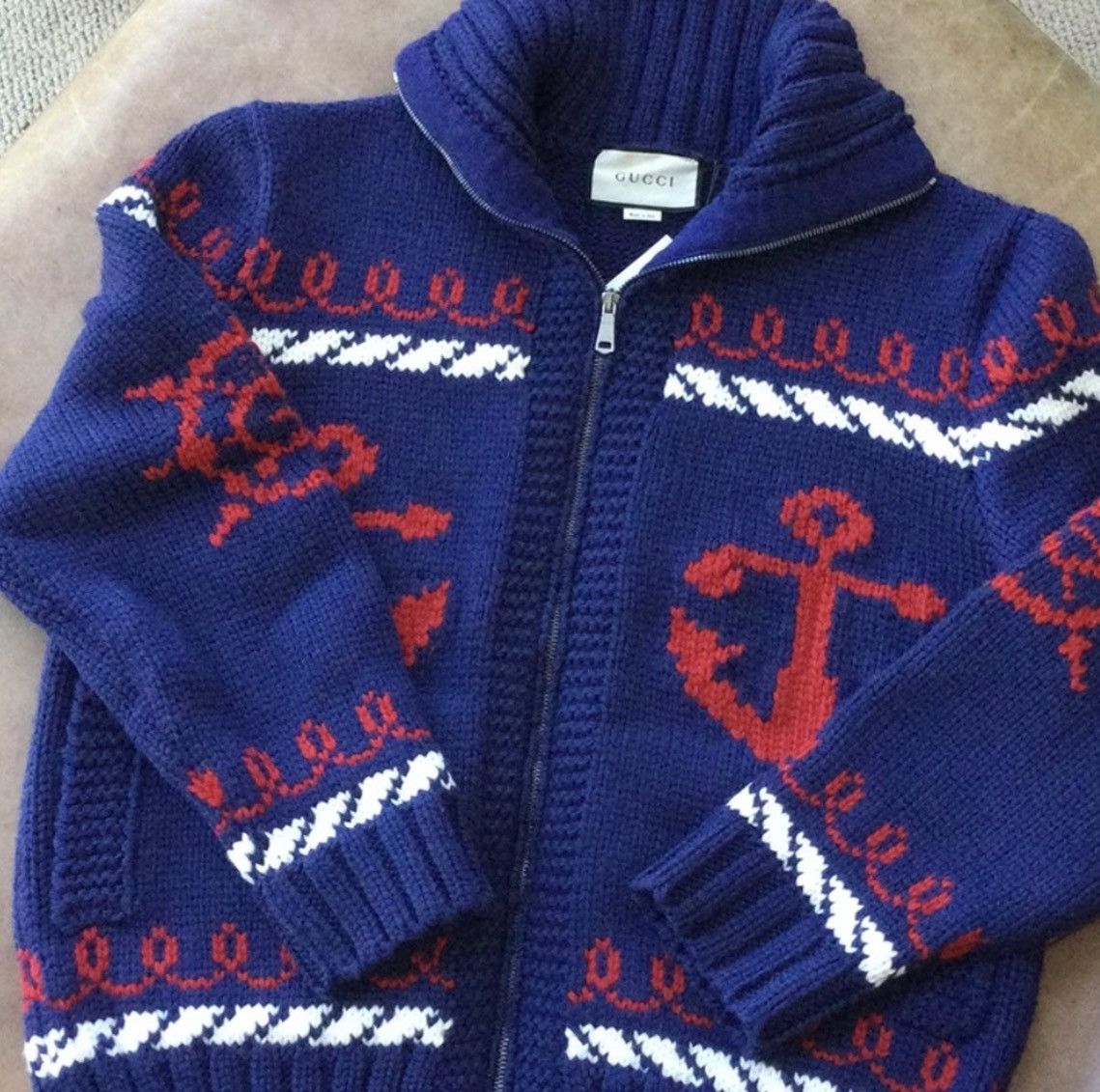 Gucci GUCCI Relaxed Intarsia Wool Zip-Up Cardigan –Sz M – LIMITED Size US M / EU 48-50 / 2 - 6 Thumbnail