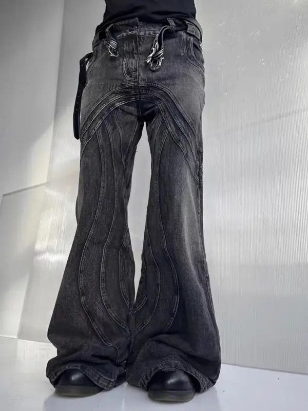 VIBE Retro washed distressed heavyweight corrugated bootcut jeans Size US 32 / EU 48 - 6 Thumbnail