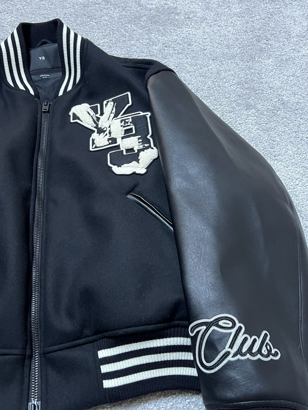 Y-3 Y-3 Club Vegan Leather Wool Bomber Jacket Size US XL / EU 56 / 4 - 6 Thumbnail