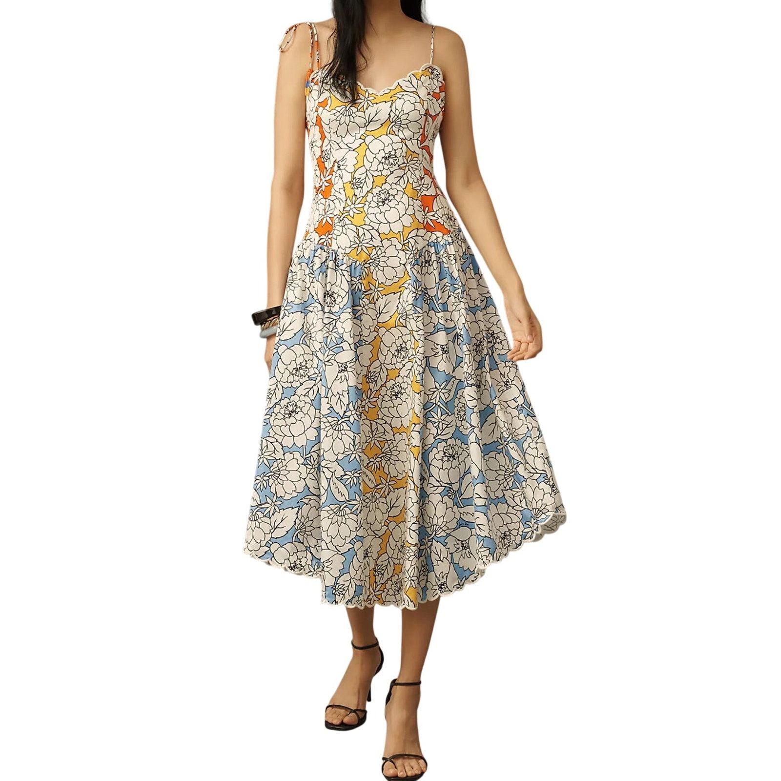 Farm Rio x Anthropologie Basque-Waist Dress Large Fit Flare