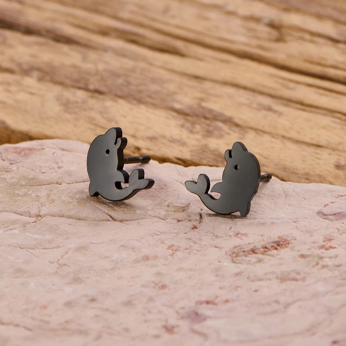 Jewelry Mini Dolphin Earrings Charm Earring Gift Size ONE SIZE - 1 Preview